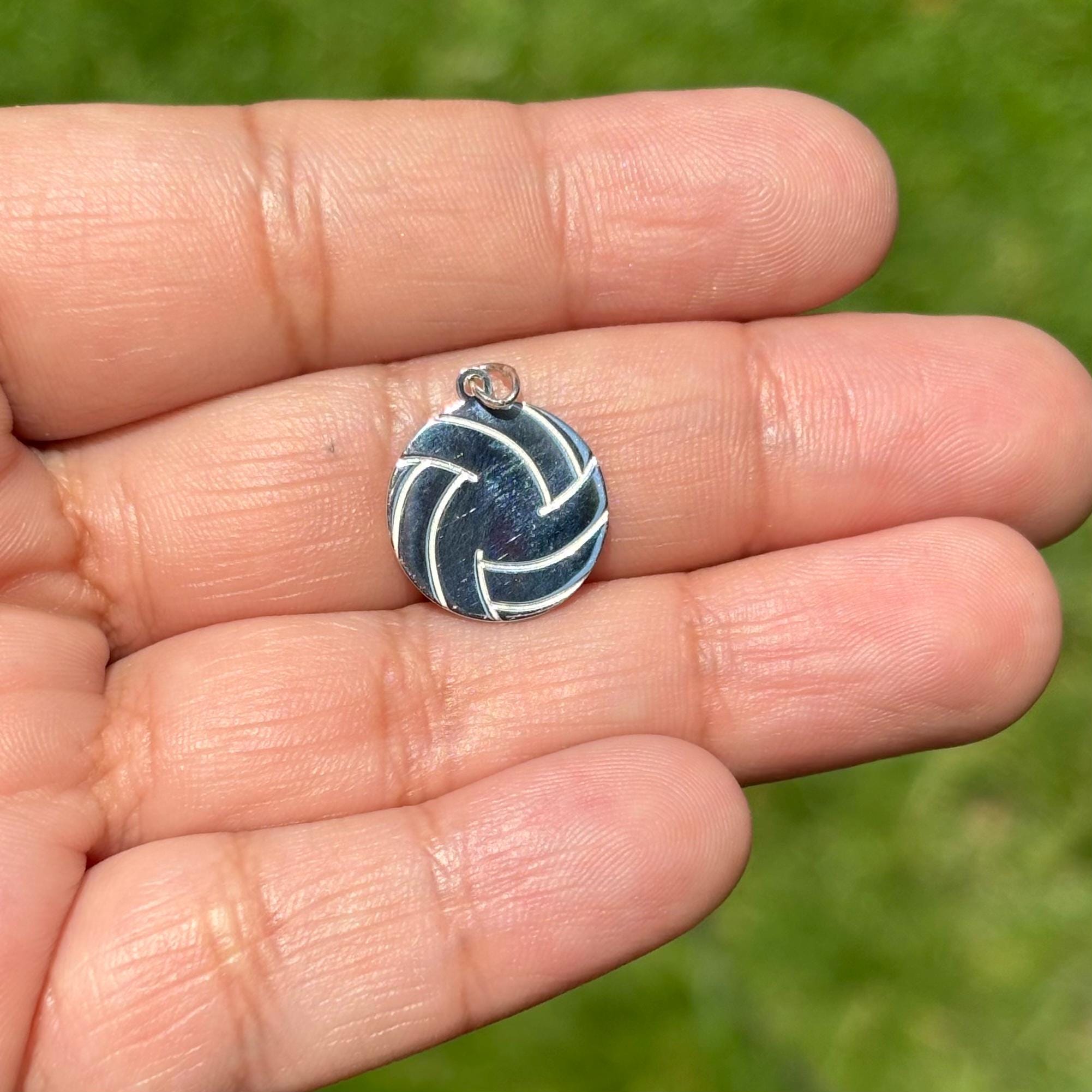 Sterling Silver Engravable Volleyball Pendant
