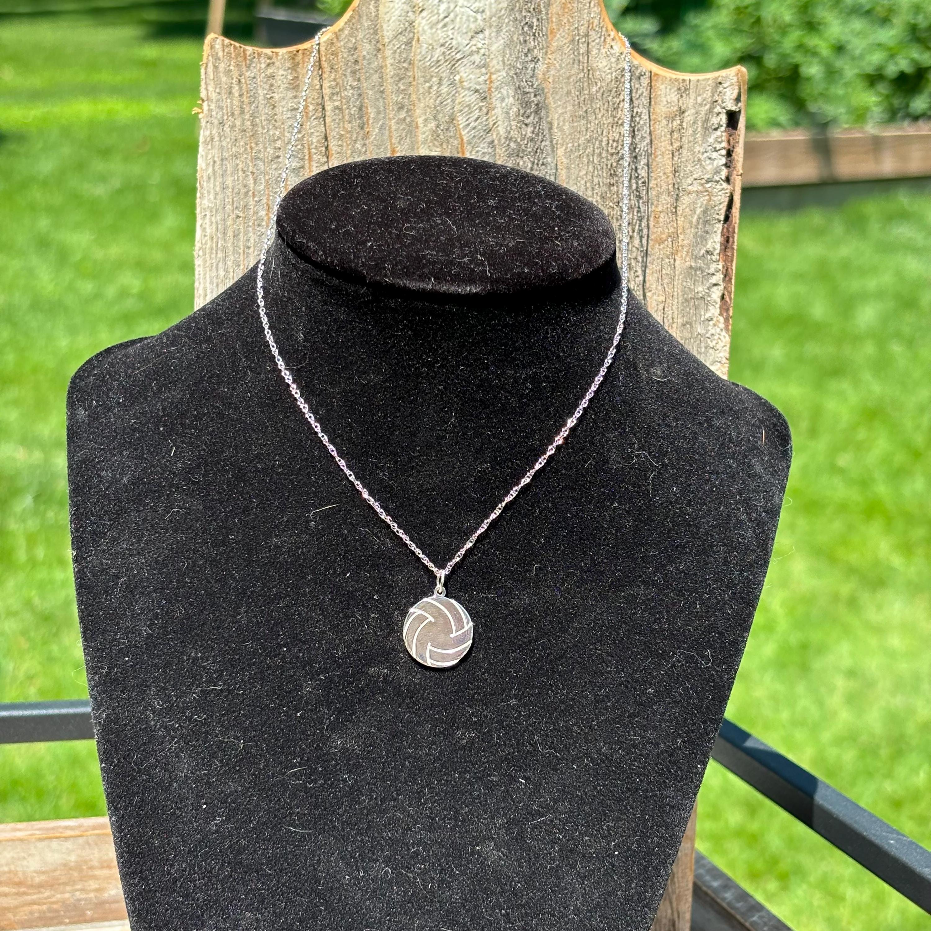 Sterling Silver Engravable Volleyball Pendant