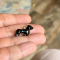 Sterling Silver Black Enamel Dachshund Charm Pendant