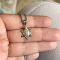 Sterling Silver and 14k Yellow Gold Star of David 14" Necklace