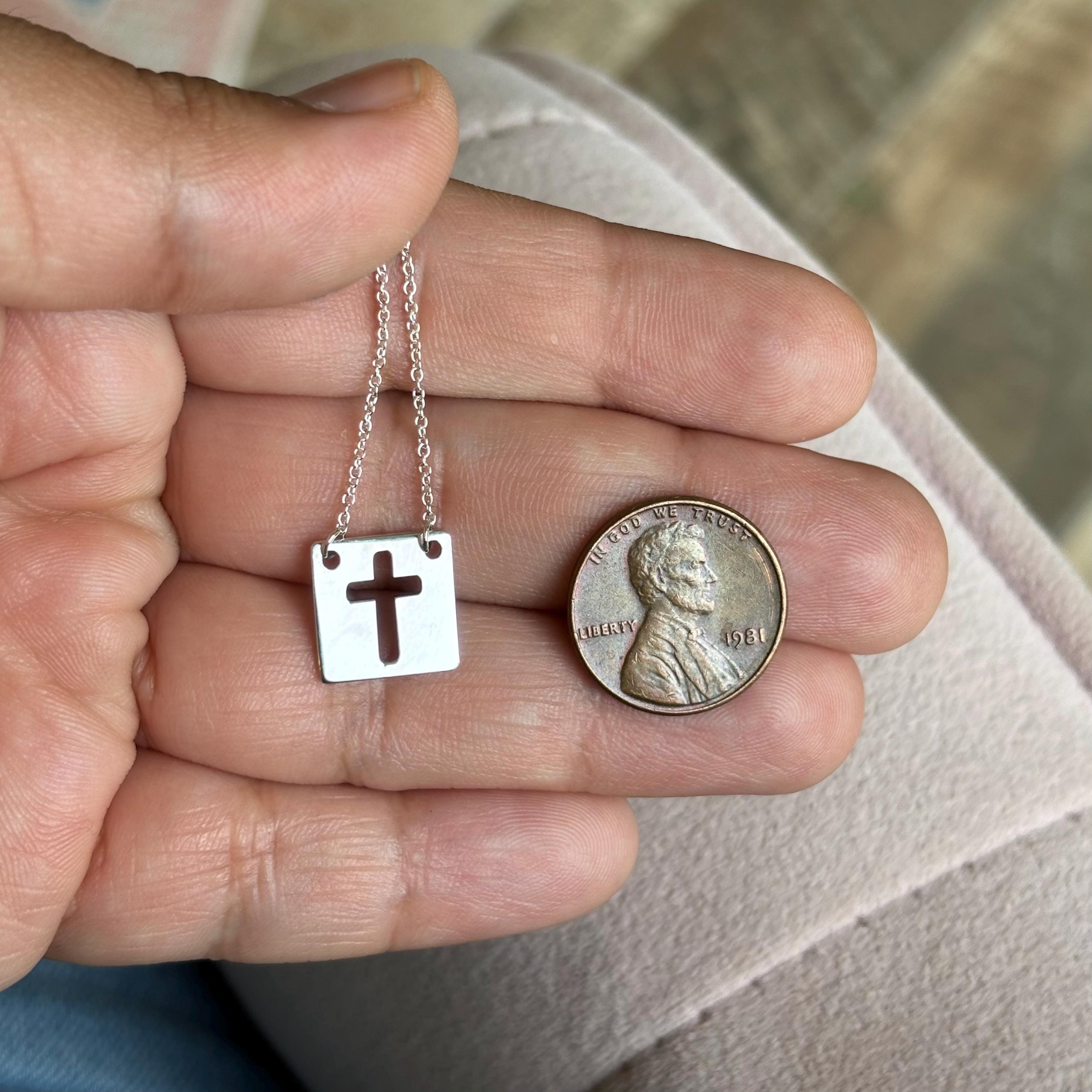 Sterling Silver Geometric Cut-out Cross 18" Necklace