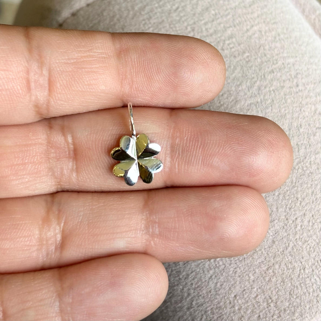 Sterling Silver Four Leaf Clover Modern Charm Pendant