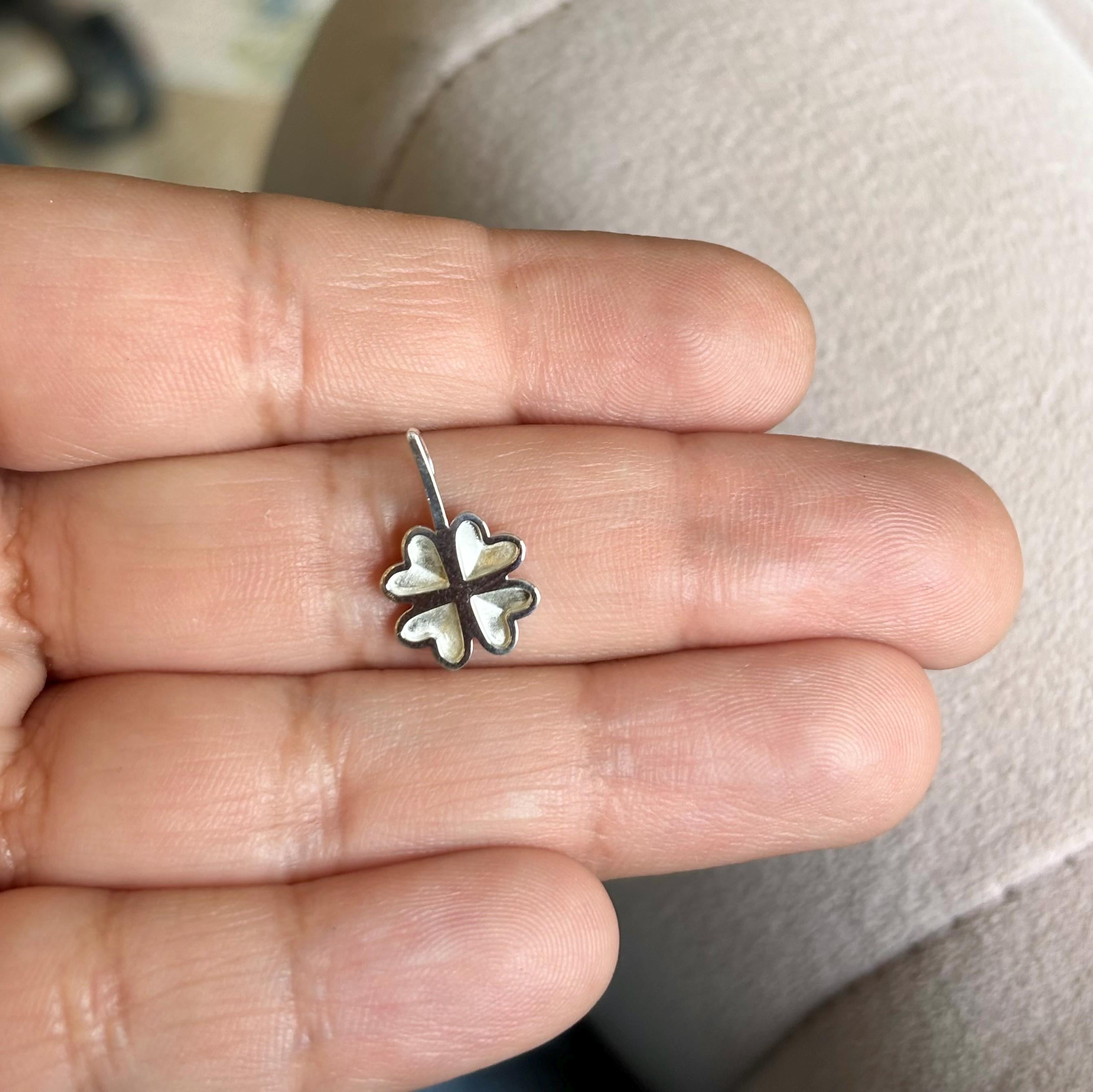 Sterling Silver Four Leaf Clover Modern Charm Pendant