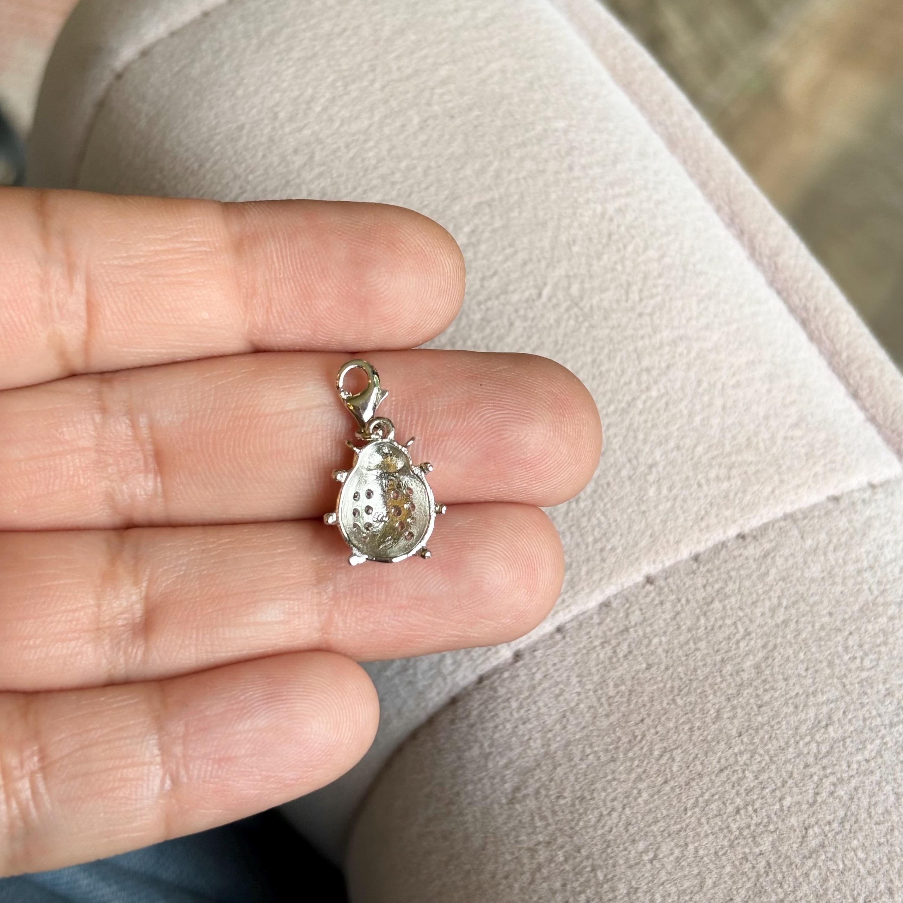 Sterling Silver Curbic Zirconia Ladybug Pendant Charm