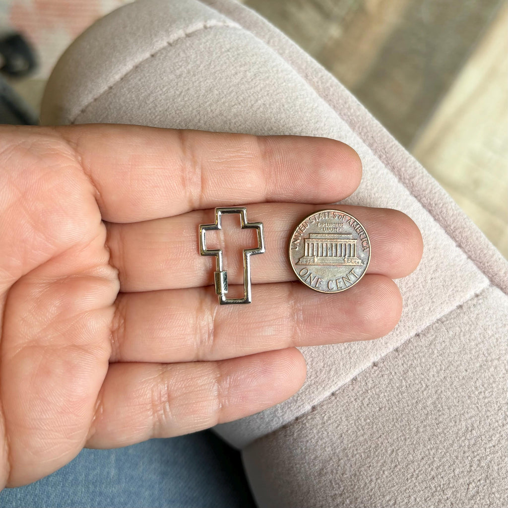 Sterling Silver Cross Carabiner Screw Clasp