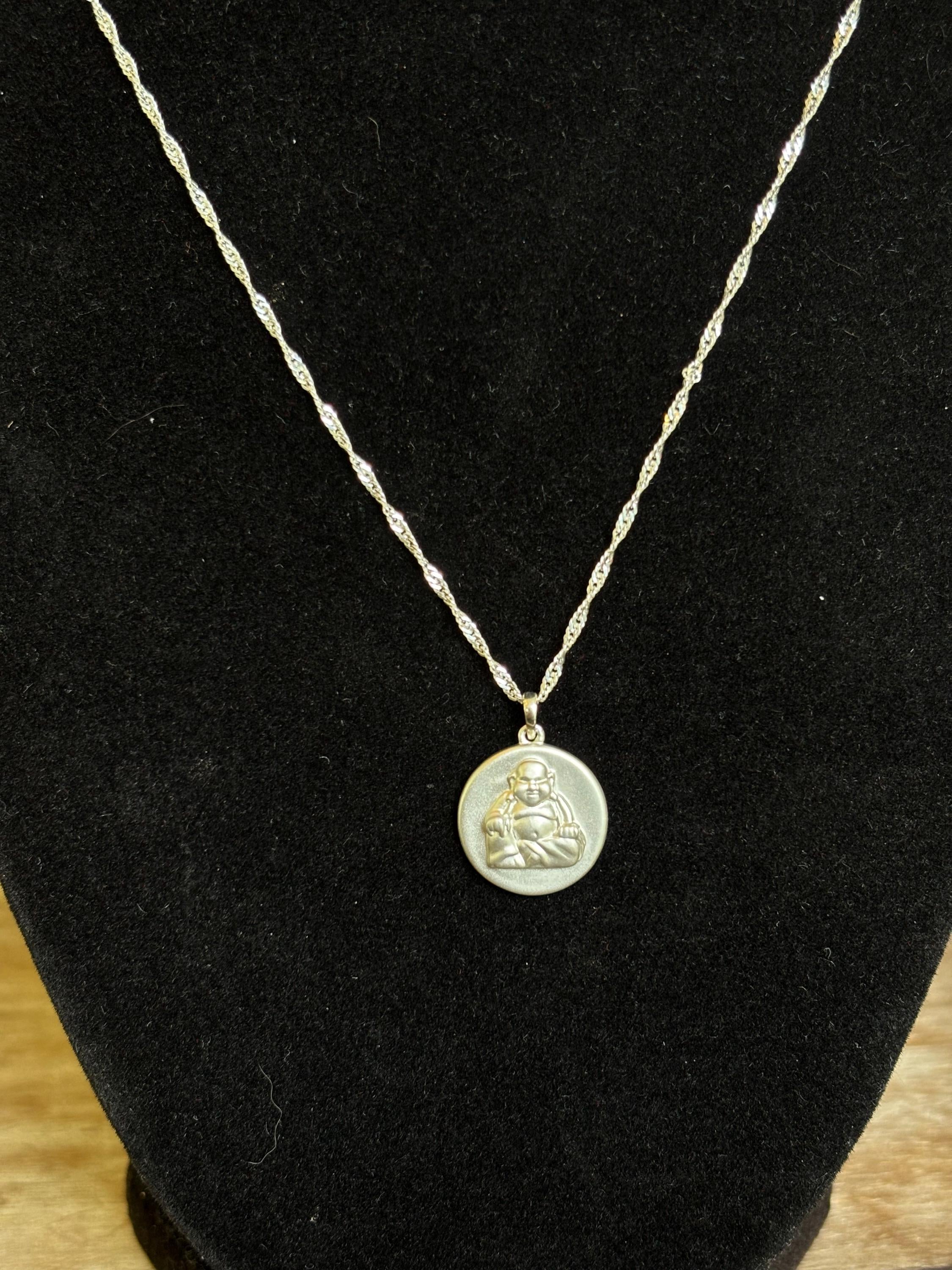 Sterling Silver Buddha Round Pendant