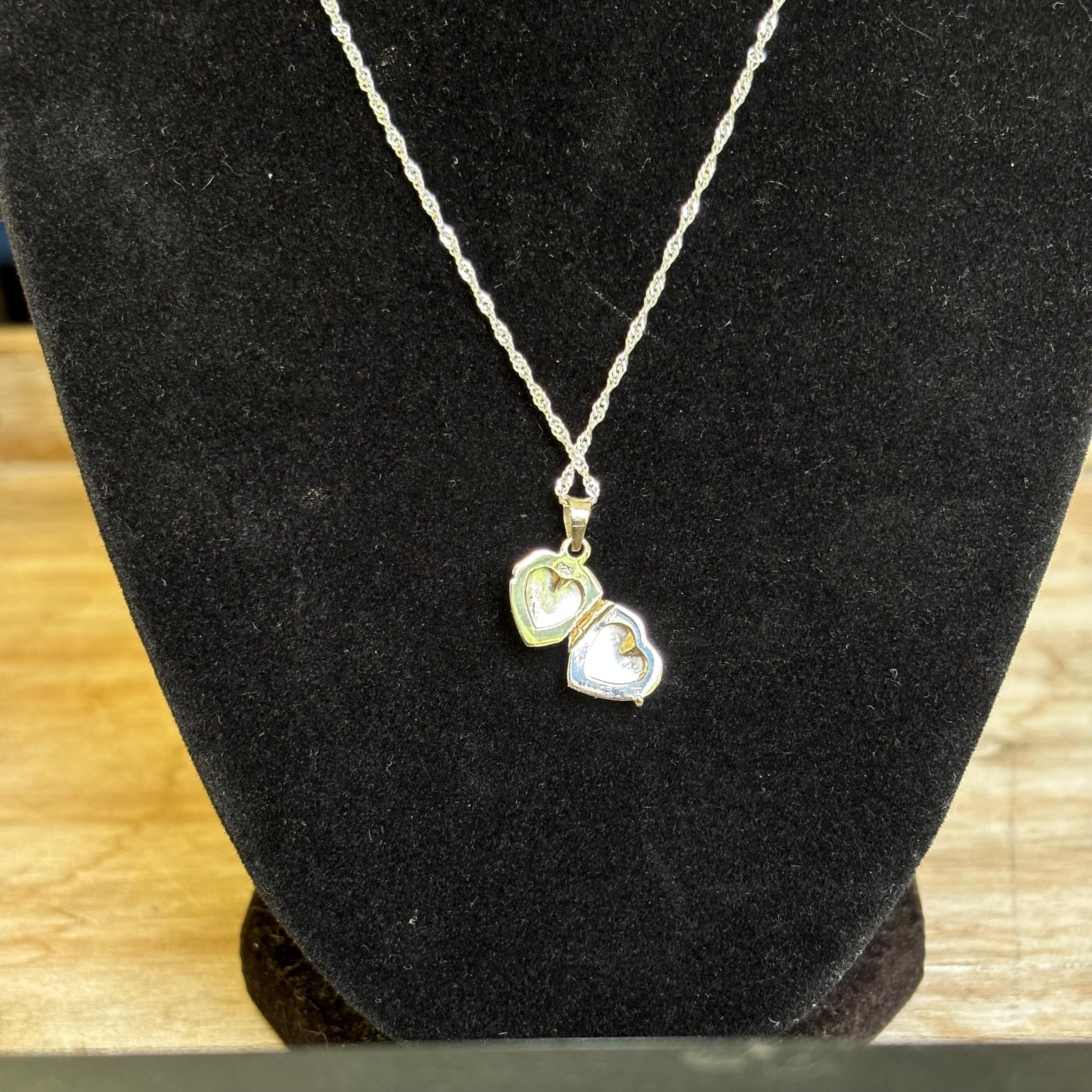 Sterling Silver Red Enamel Ladybug Heart Locket Pendant Charm