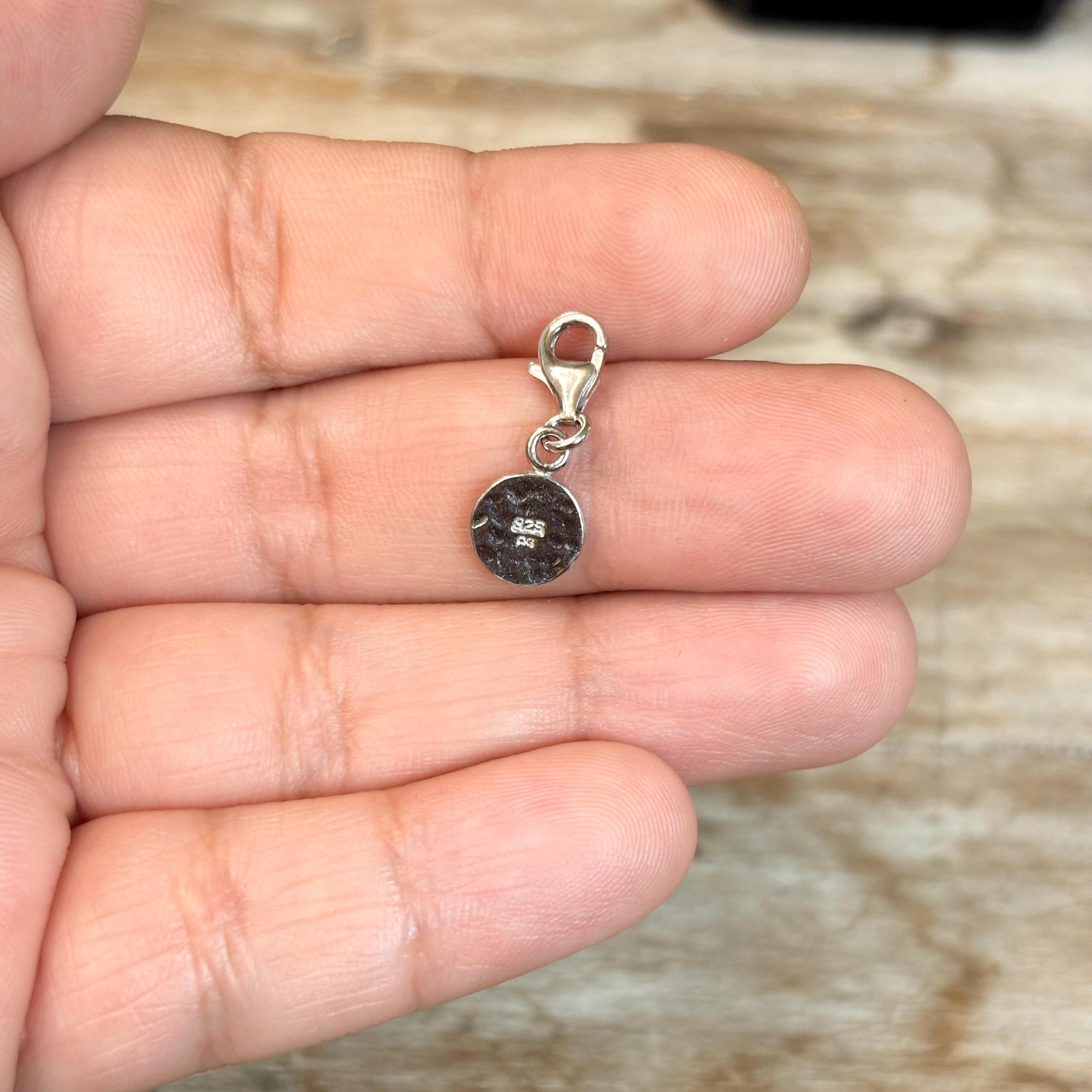 Sterling Silver Hammered Awareness Ribbon Lobster Clasp Charm