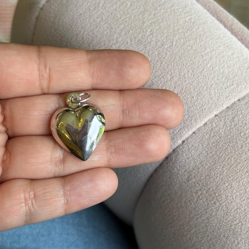 Sterling Silver Polished Puffed Heart Charm Pendant