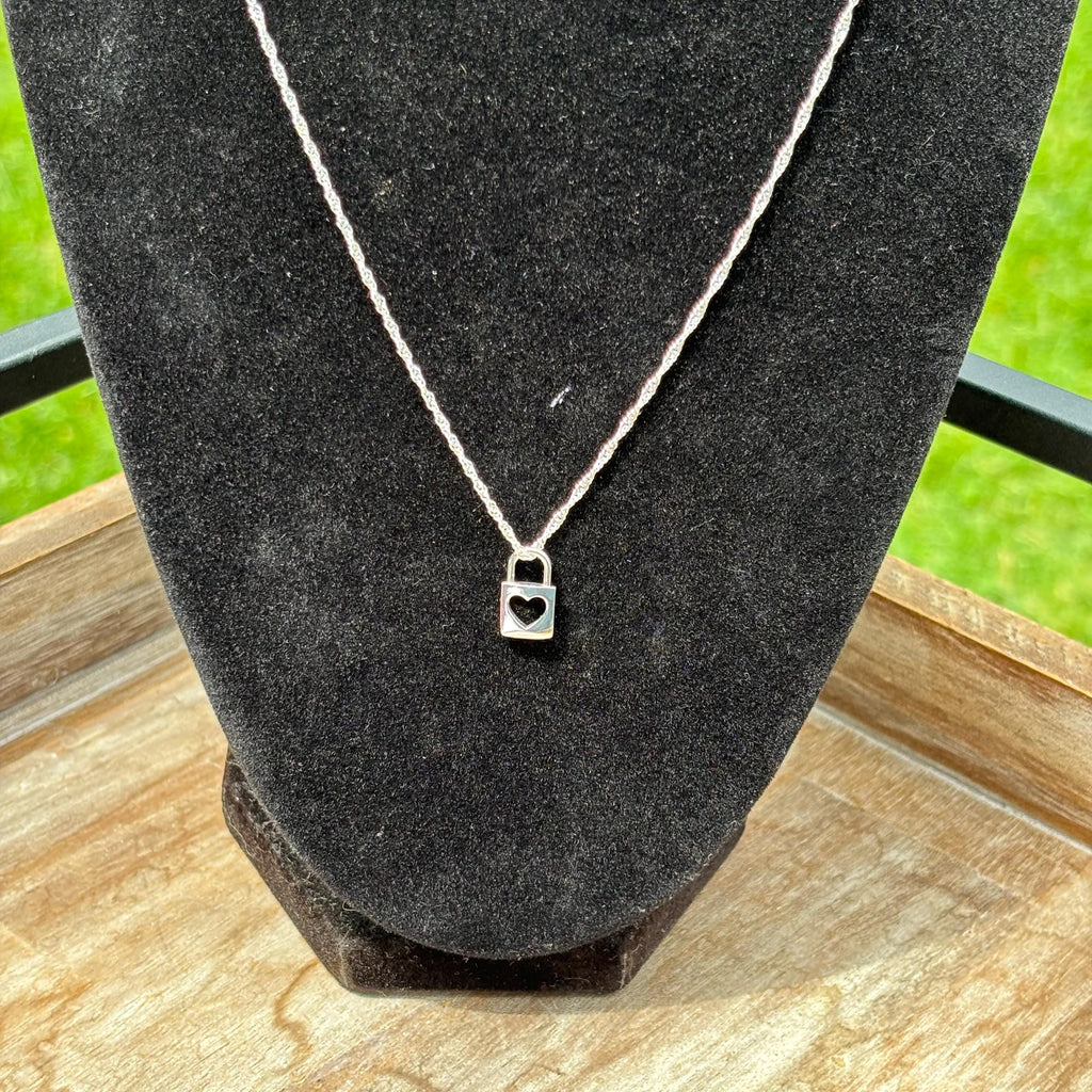 Sterling Silver Cutout Heart Lock Pendant