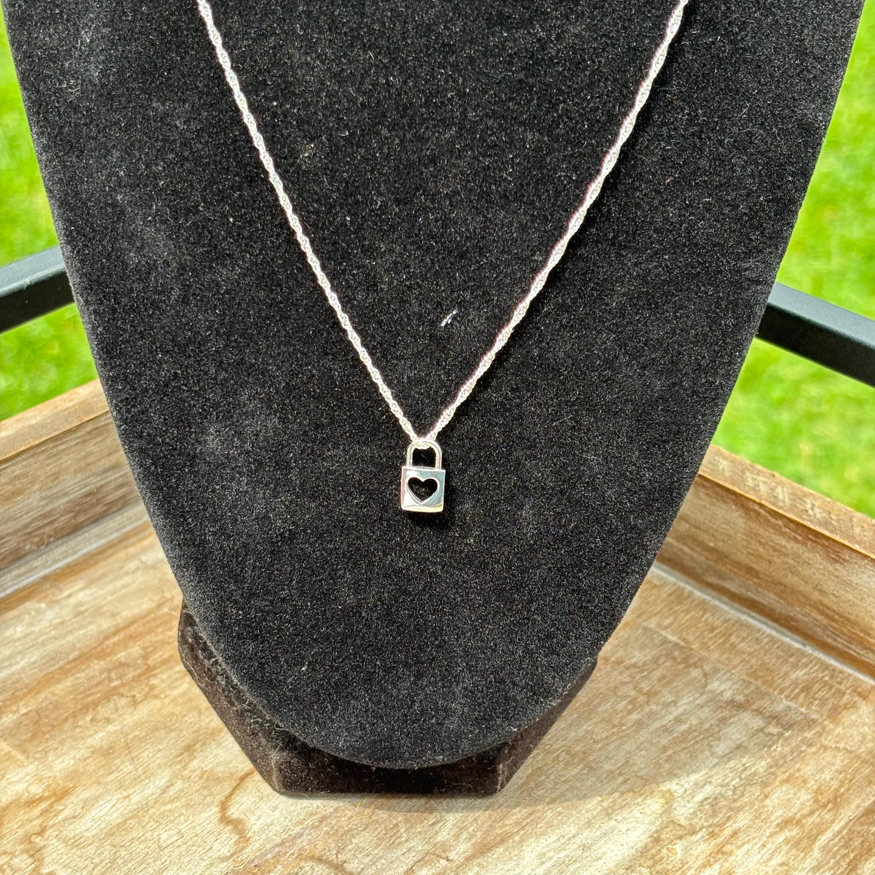 Sterling Silver Cutout Heart Lock Pendant
