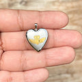 Sterling Silver and Gold-tone Satin and Polished Claddagh Heart Locket