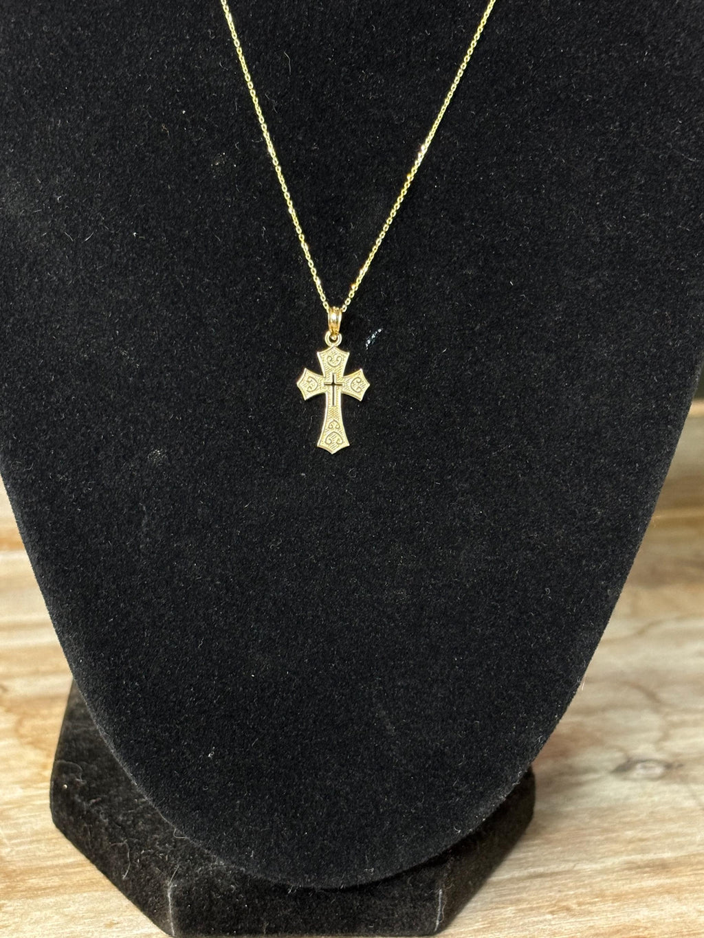 14k Gold Cut-out Center Cross Charm Pendant