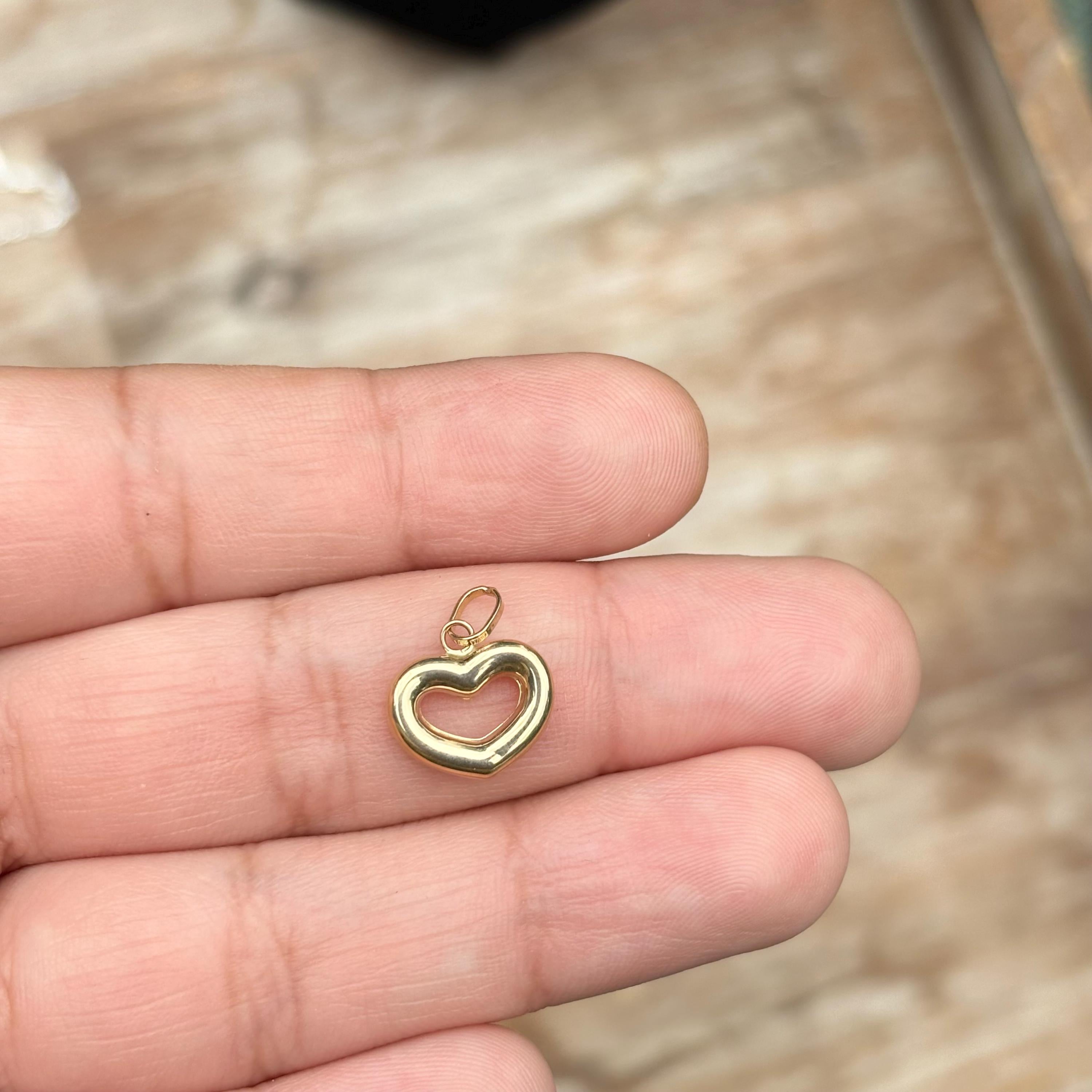 14K Gold Cut-out Puffed Heart Charm Pendant Small