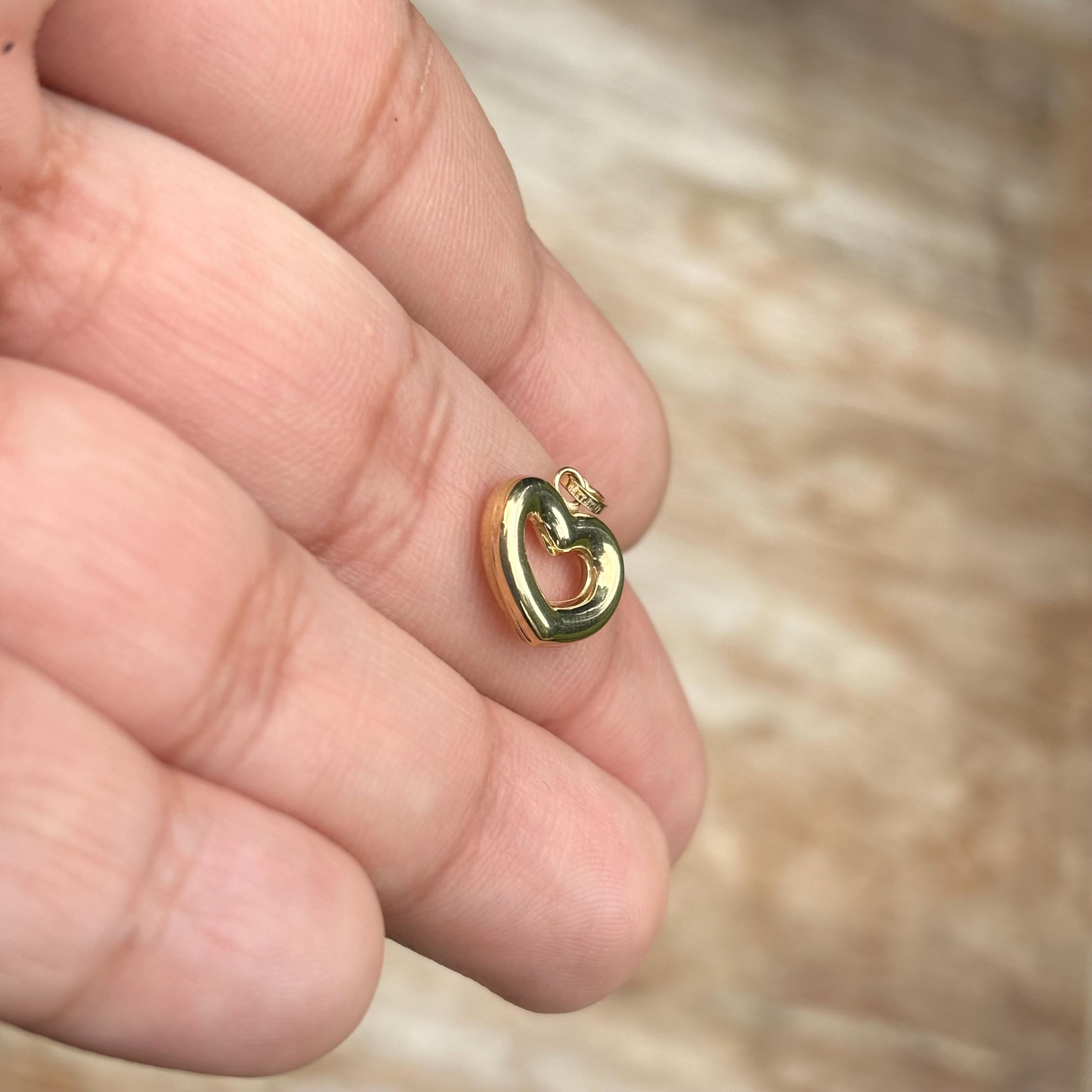 14K Gold Cut-out Puffed Heart Charm Pendant Small