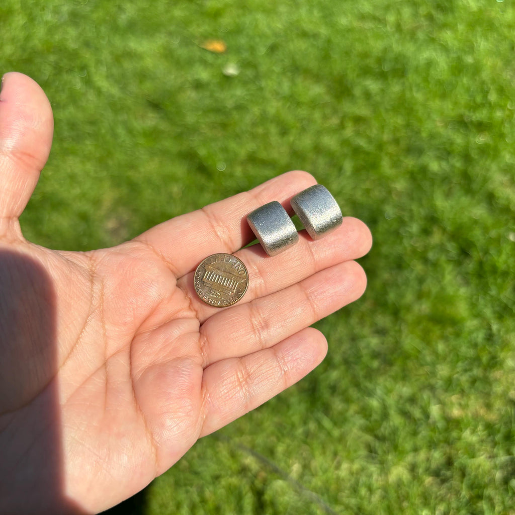 Sterling Silver Brushed Matte Omega-back Button Earrings