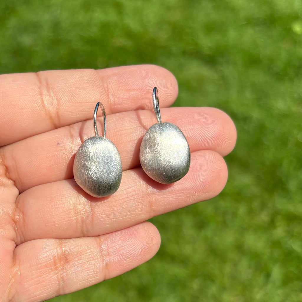 Sterling Silver Brushed Leverback Dangle Earrings