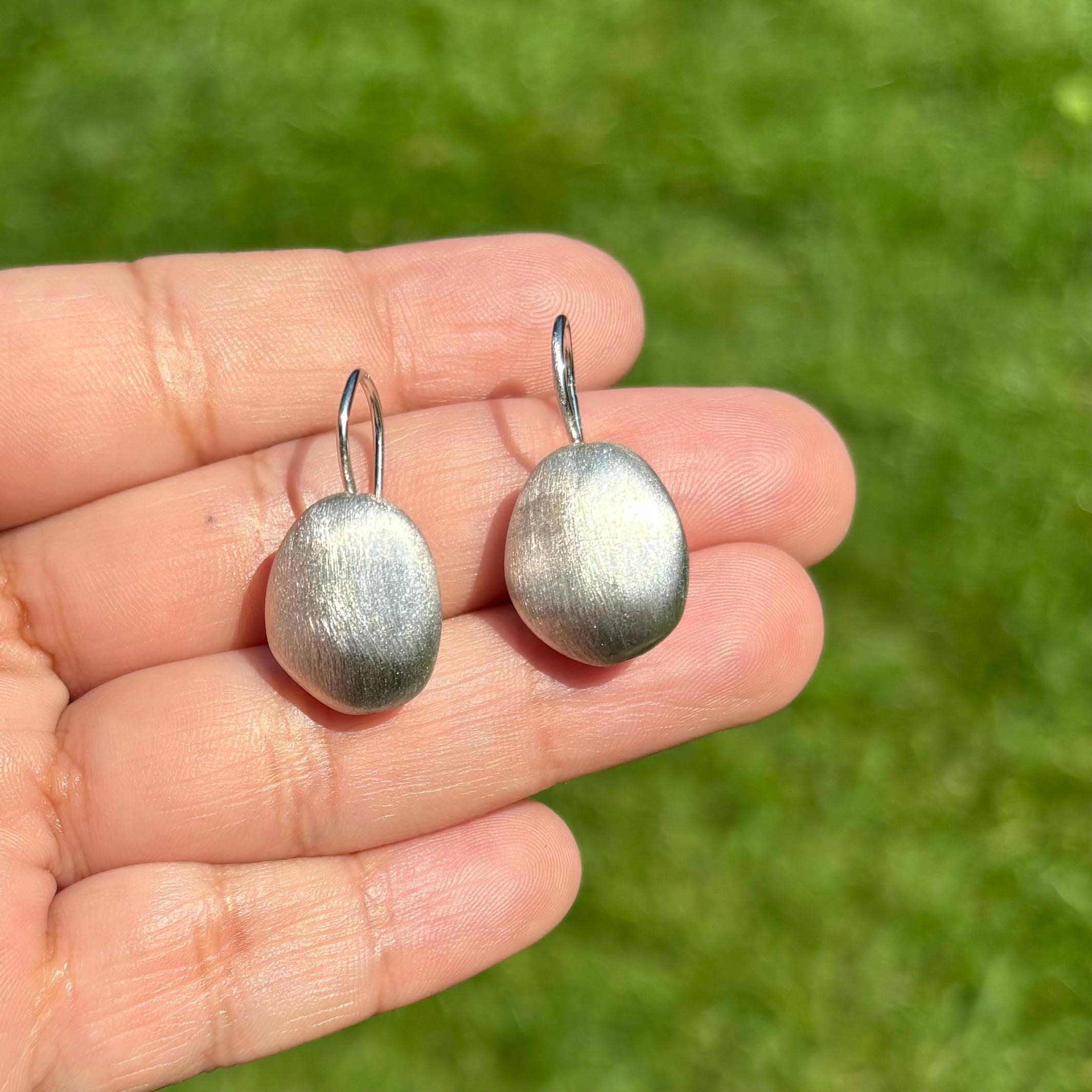 Sterling Silver Brushed Leverback Dangle Earrings
