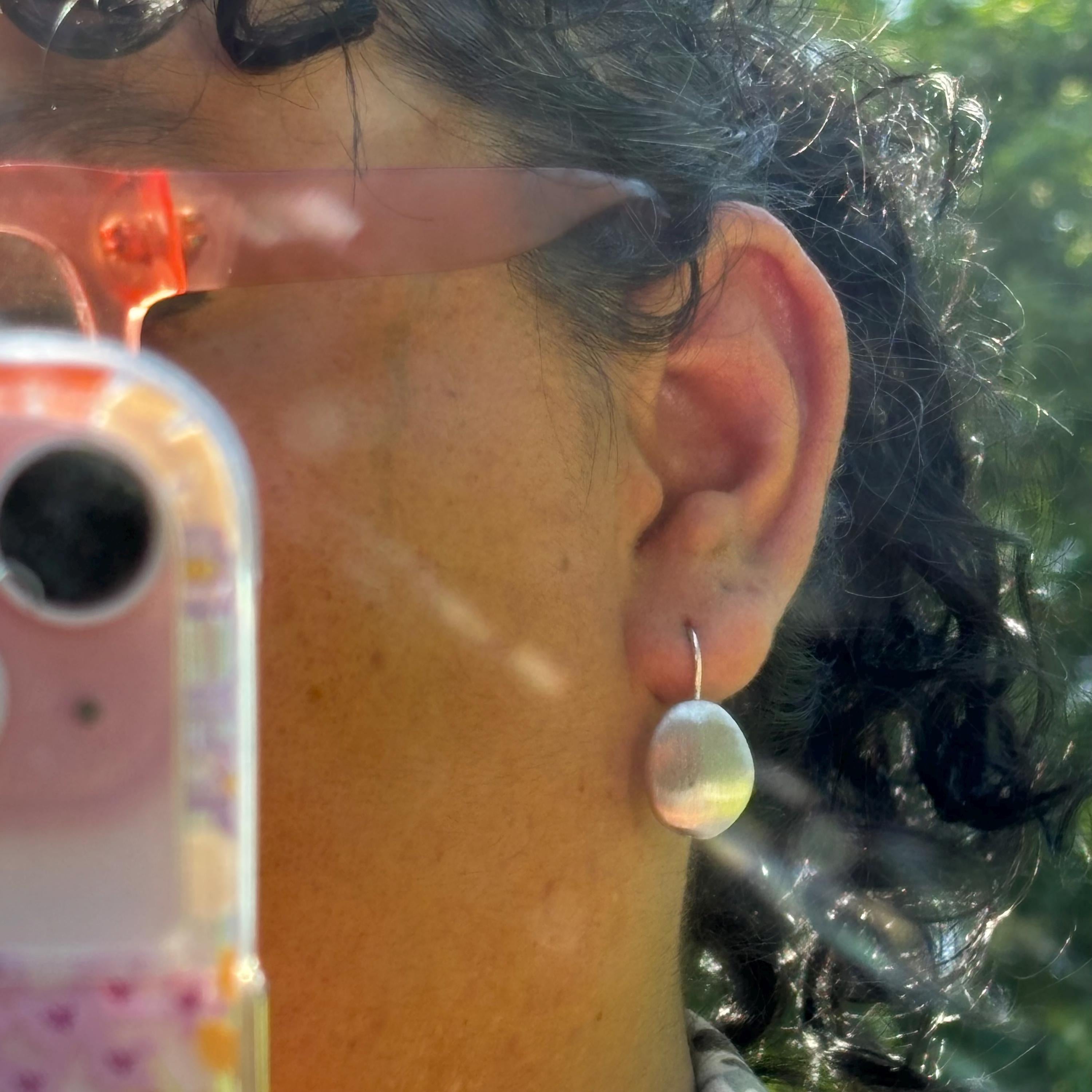 Sterling Silver Brushed Leverback Dangle Earrings