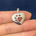Sterling Silver Heart with Paw Print Pendant