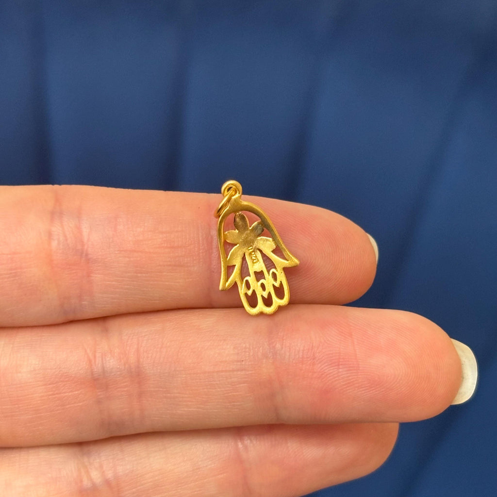 24K Gold-Plated Sterling Silver Hamsa Charm Pendant