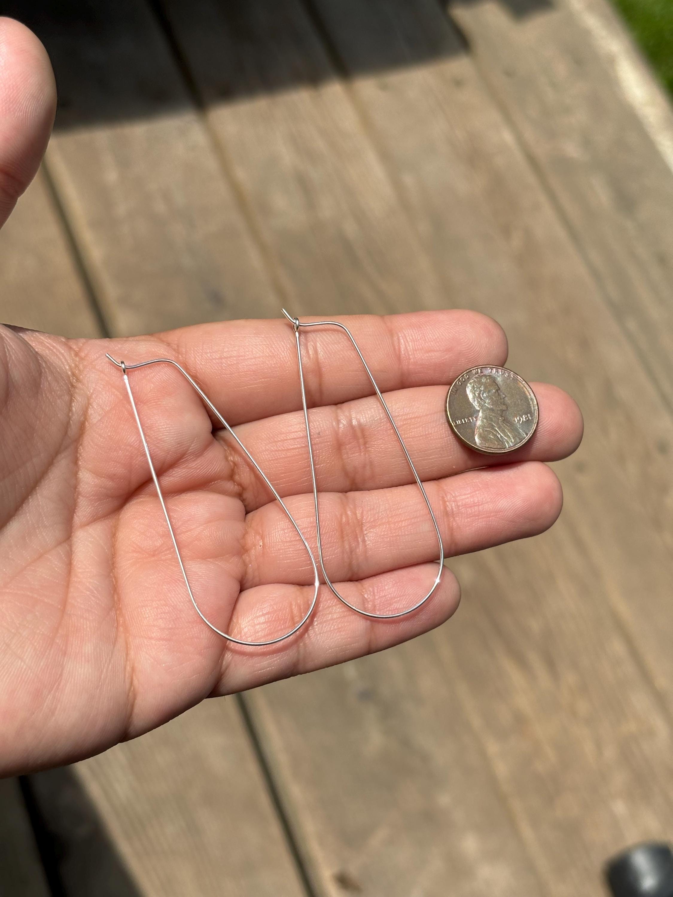 Sterling Silver Teardrop Wire Hoop Earring