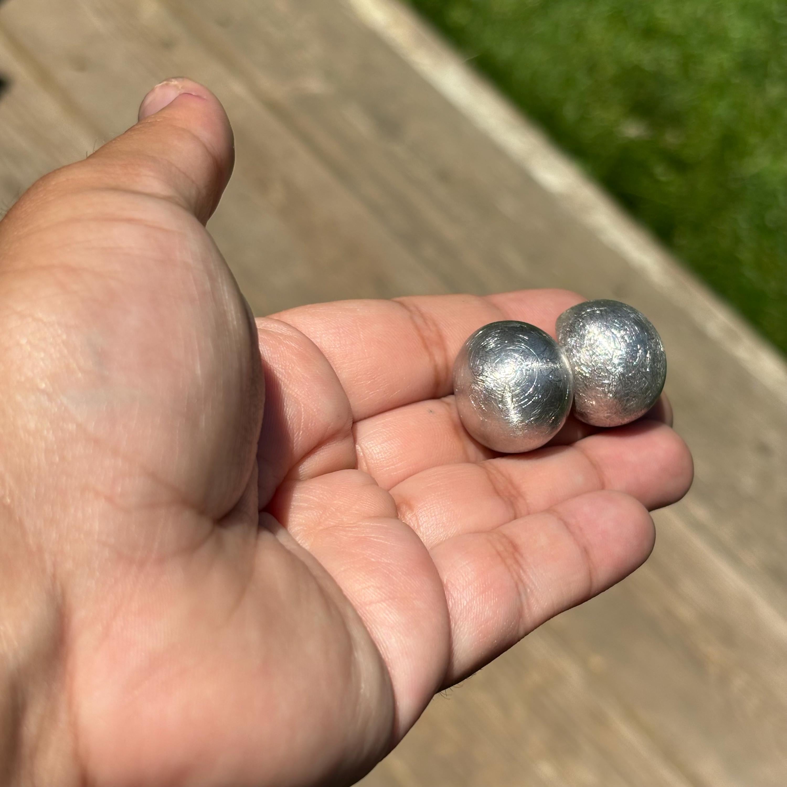 Sterling Silver Scratch Finish Button Post Earrings