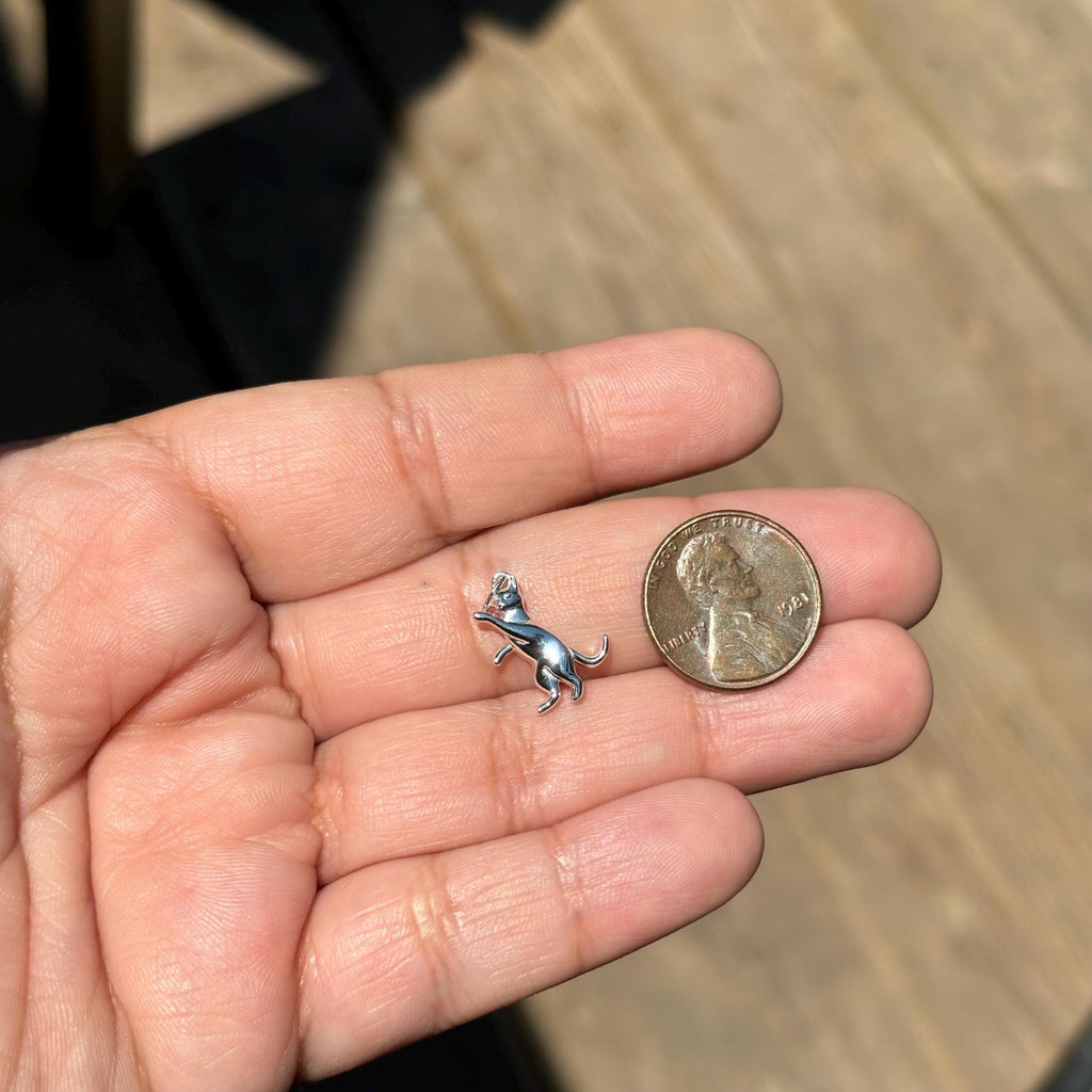 Sterling Silver Small Cat Charm Pendant