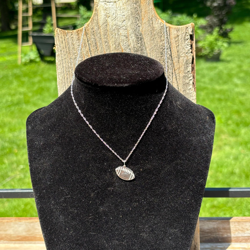 Sterling Silver Engravable Football Pendant