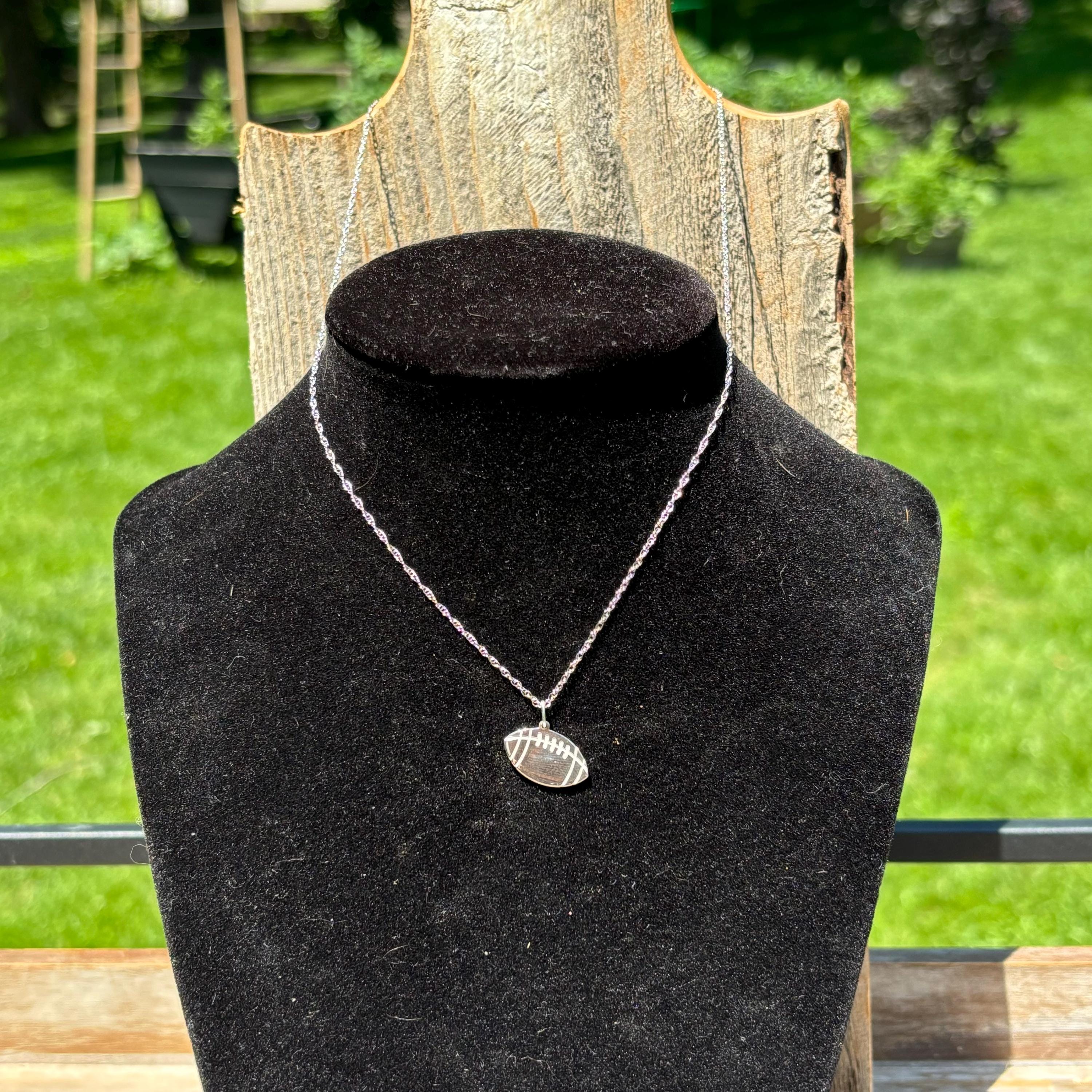 Sterling Silver Engravable Football Pendant