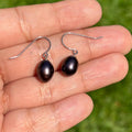 Sterling Silver Cultured Black Freshwater Pearl Earrings