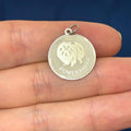 Sterling Silver Pomeranian Shiny and Matte Disc Charm Pendant