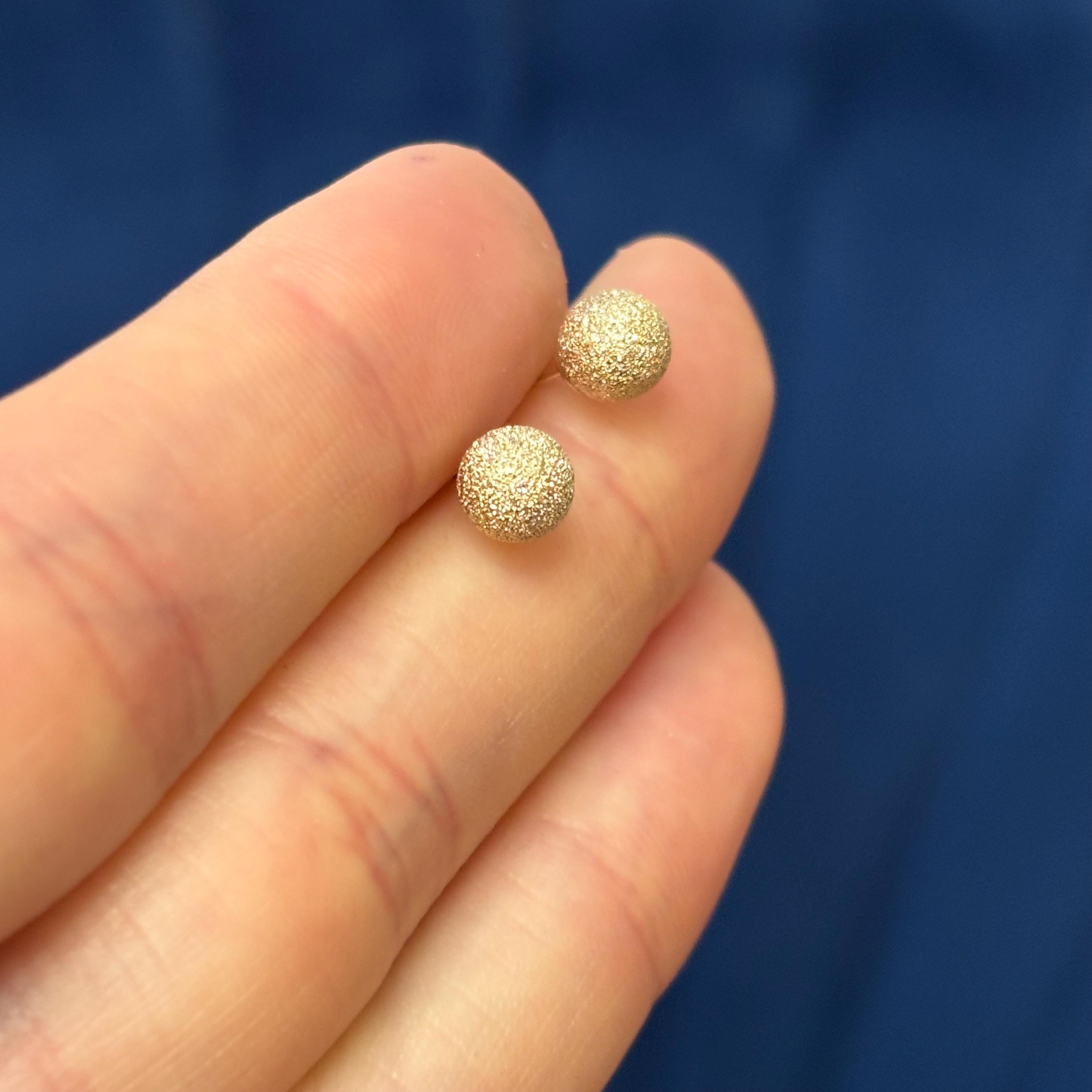 14k Yellow 6mm Stardust Gold Ball Earrings