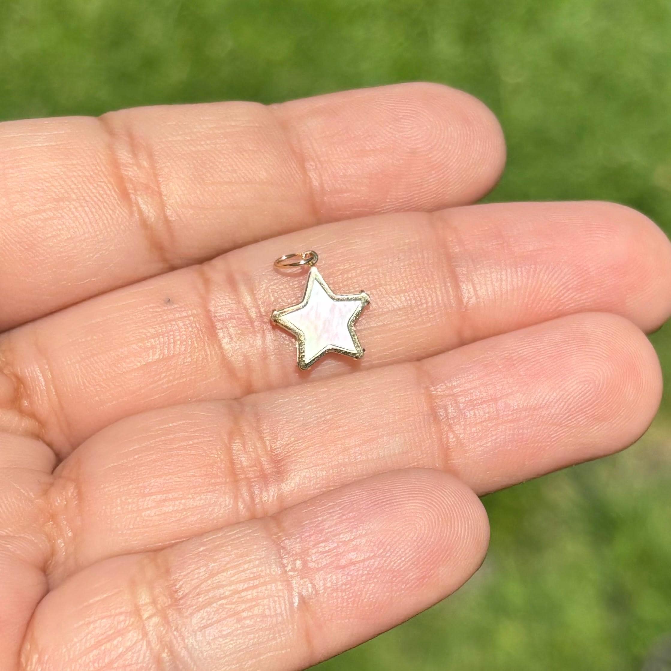 14K Yellow Gold and Mother of Pearl Star Pendant
