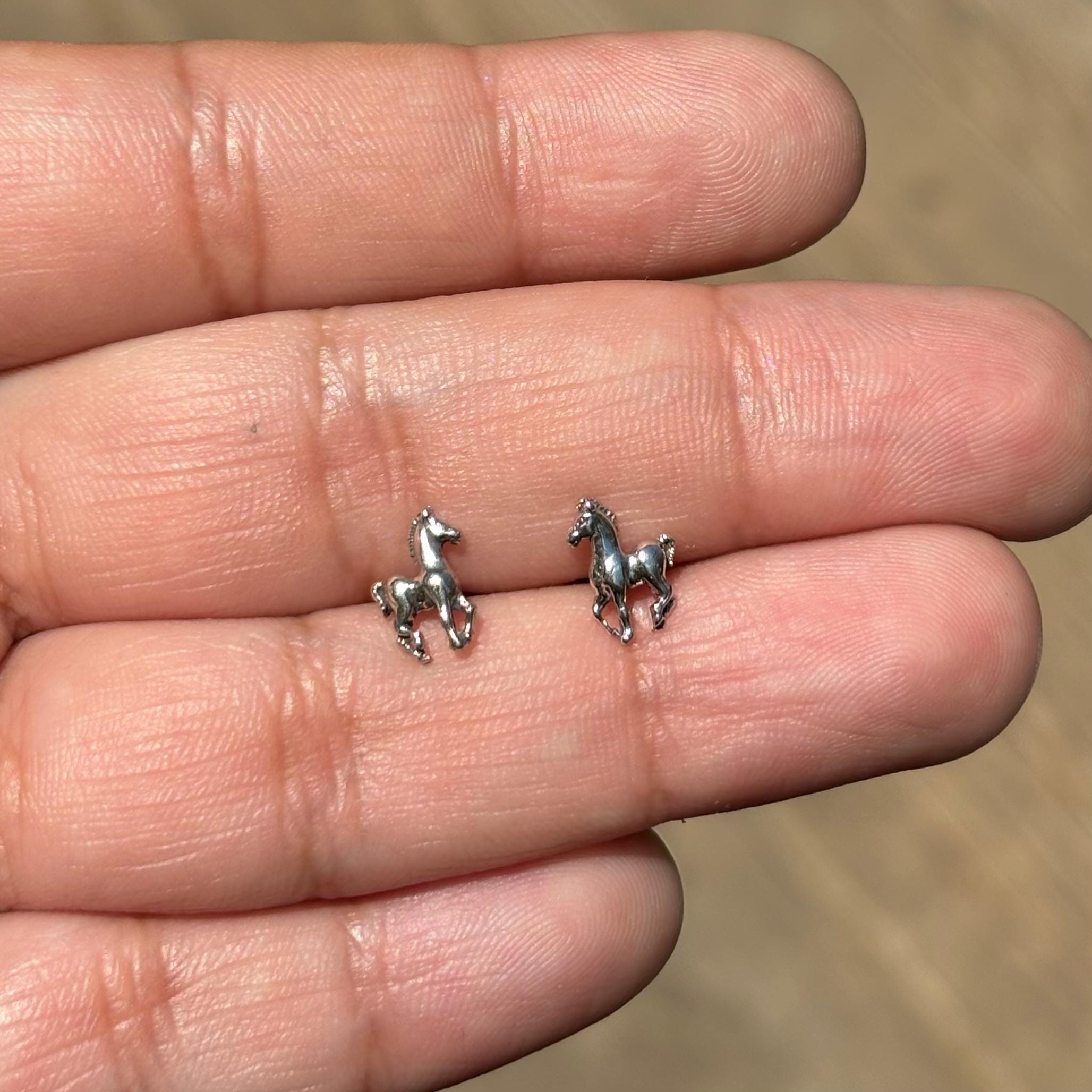 Sterling Silver Horse Post Earrings Tiny