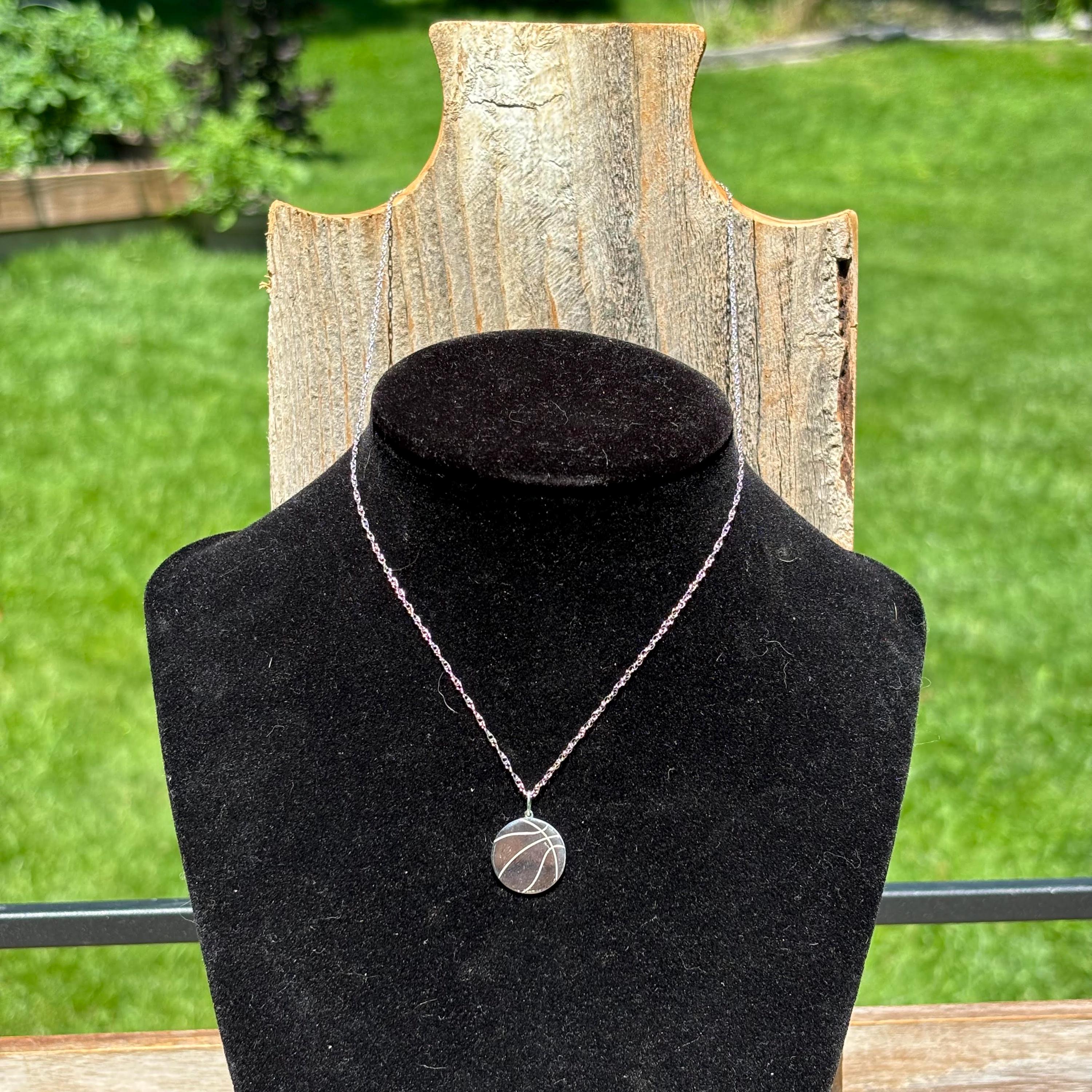 Sterling Silver Engravable Basketball Pendant