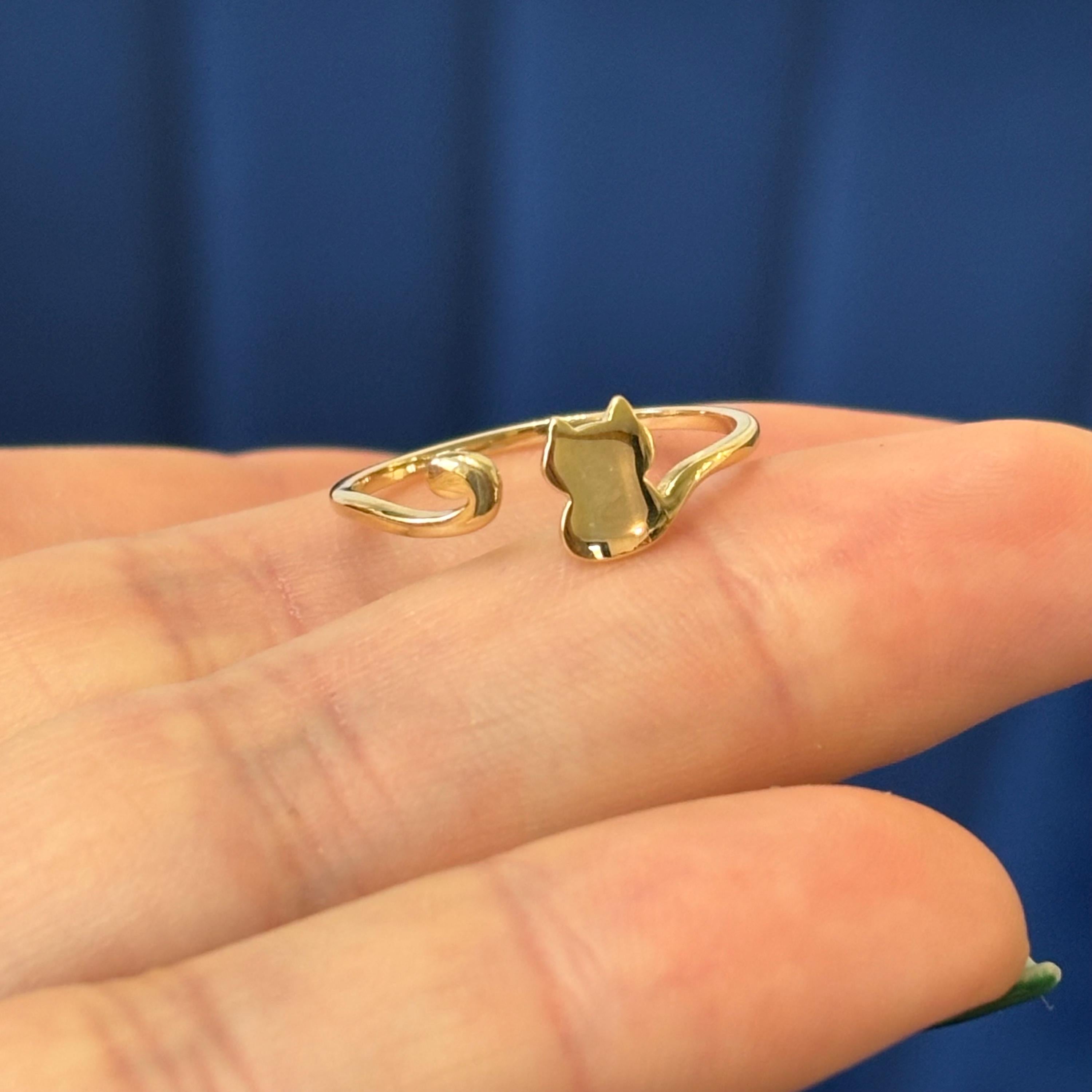 14k Yellow Gold Cat Cuff Ring