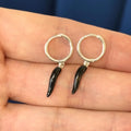 Sterling Silver Hammered Oval Hoop Earrings 11mm x 14mm
