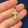 14k Gold Eastern Orthodox Cross Pendant 22mm