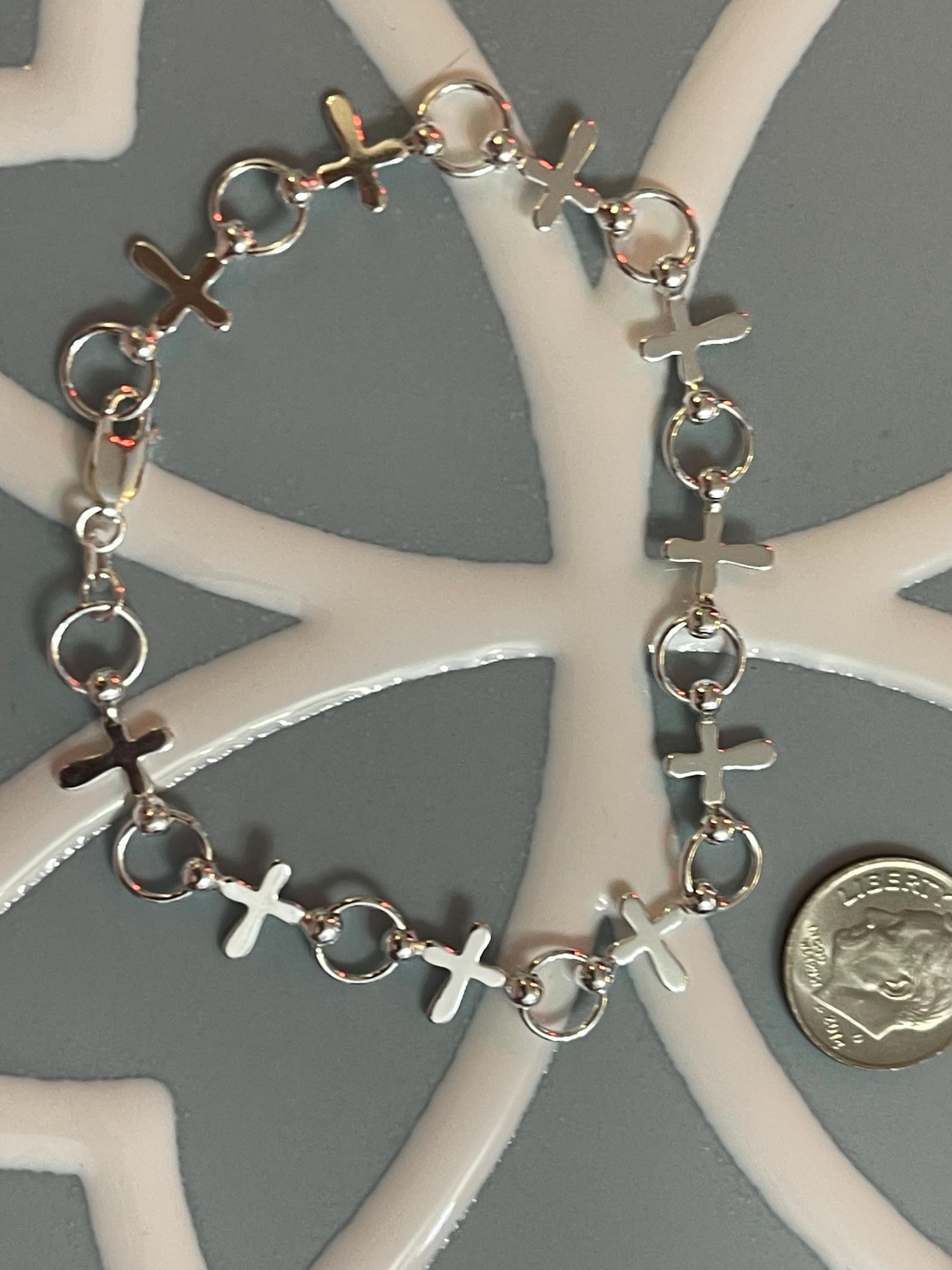 Sterling Silver Bracelet with Crosses