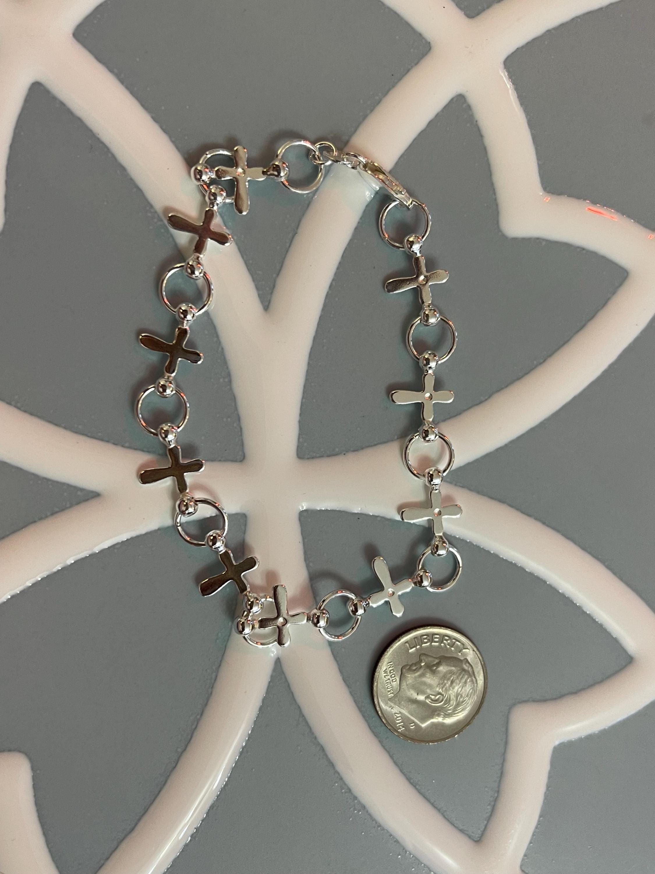 Sterling Silver Bracelet with Crosses