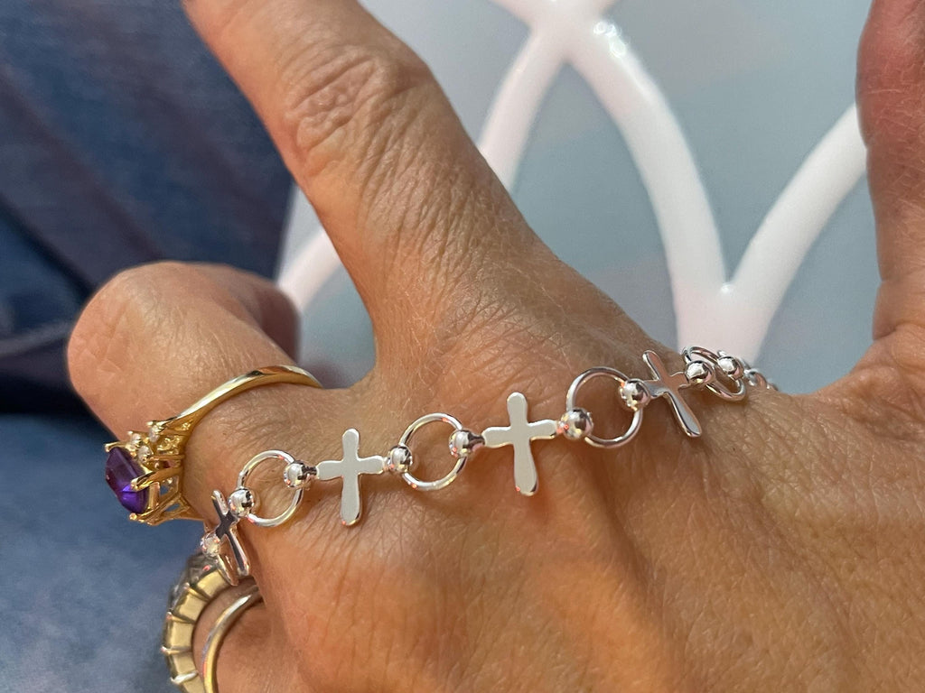 Sterling Silver Bracelet with Crosses