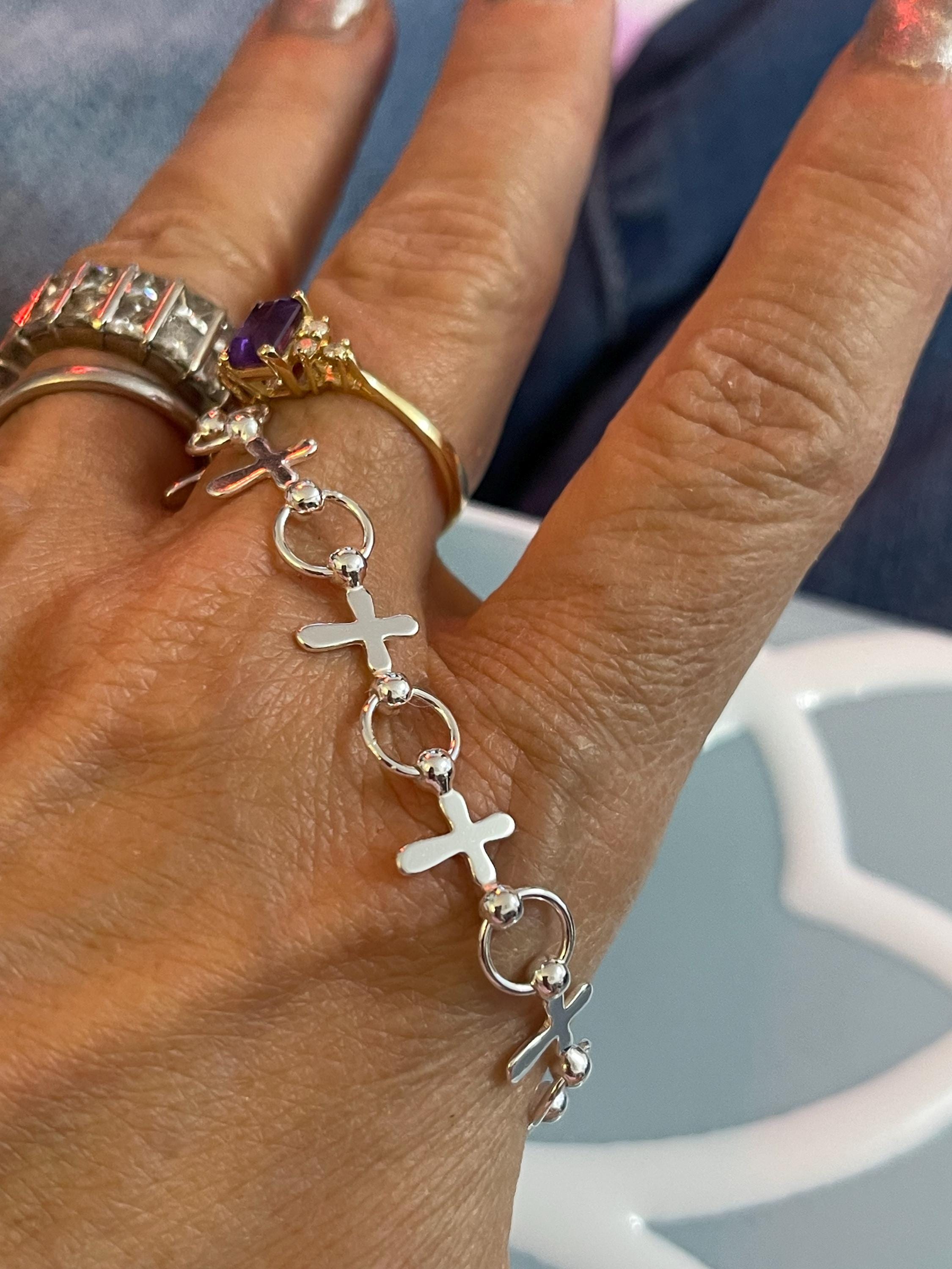 Sterling Silver Bracelet with Crosses