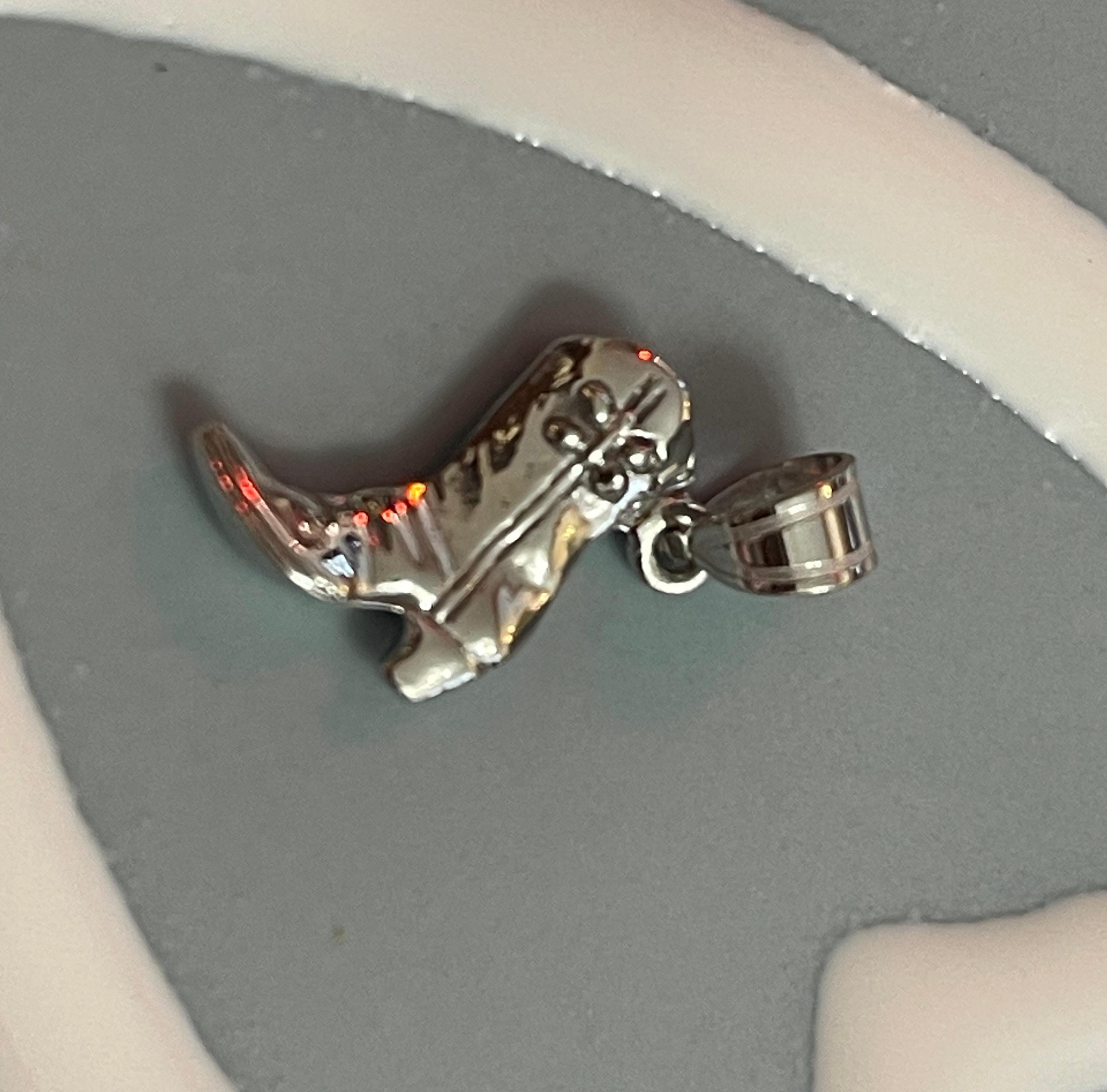 Sterling Silver Polished 3D Cowboy Boot Pendant