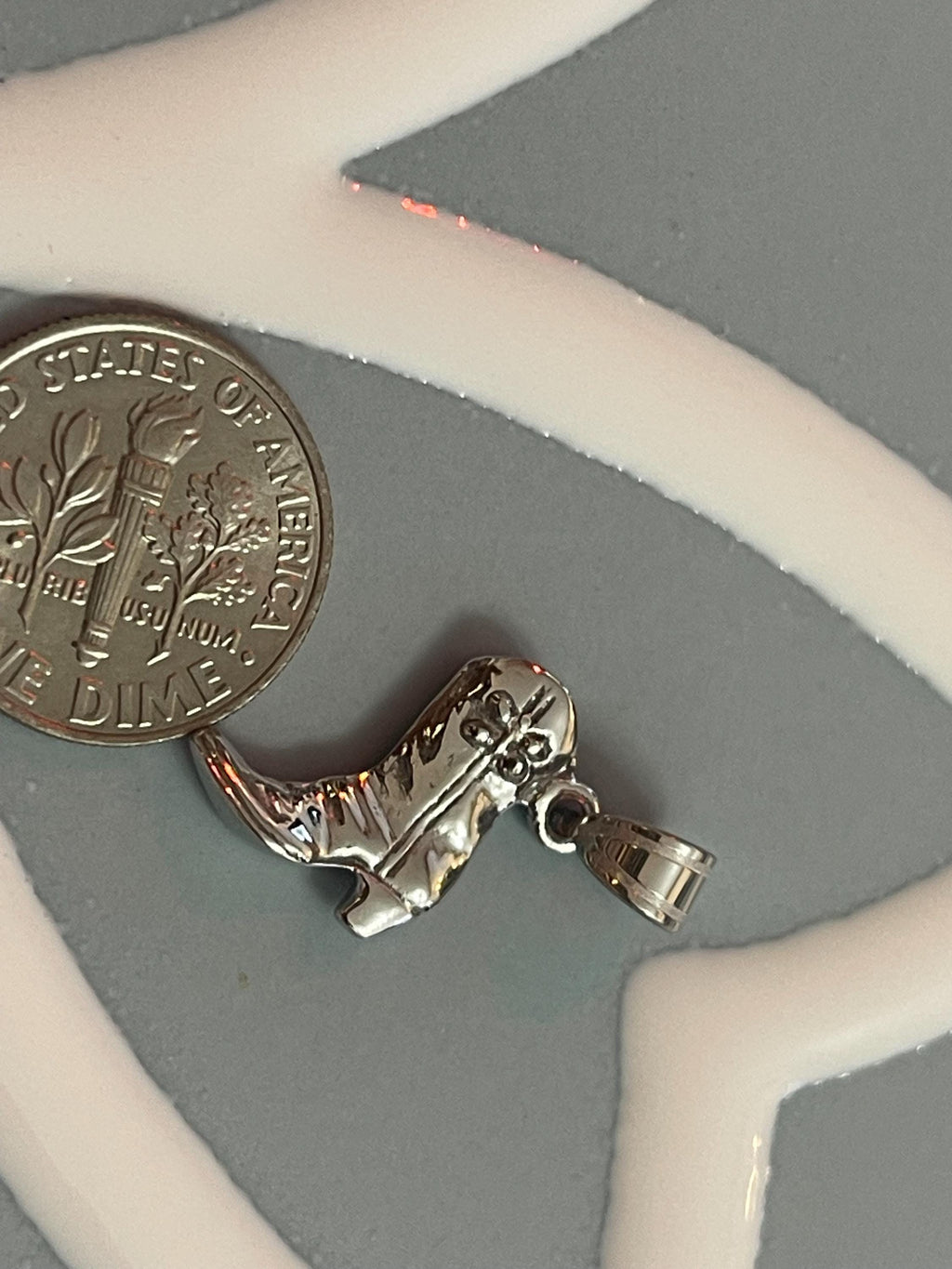 Sterling Silver Polished 3D Cowboy Boot Pendant