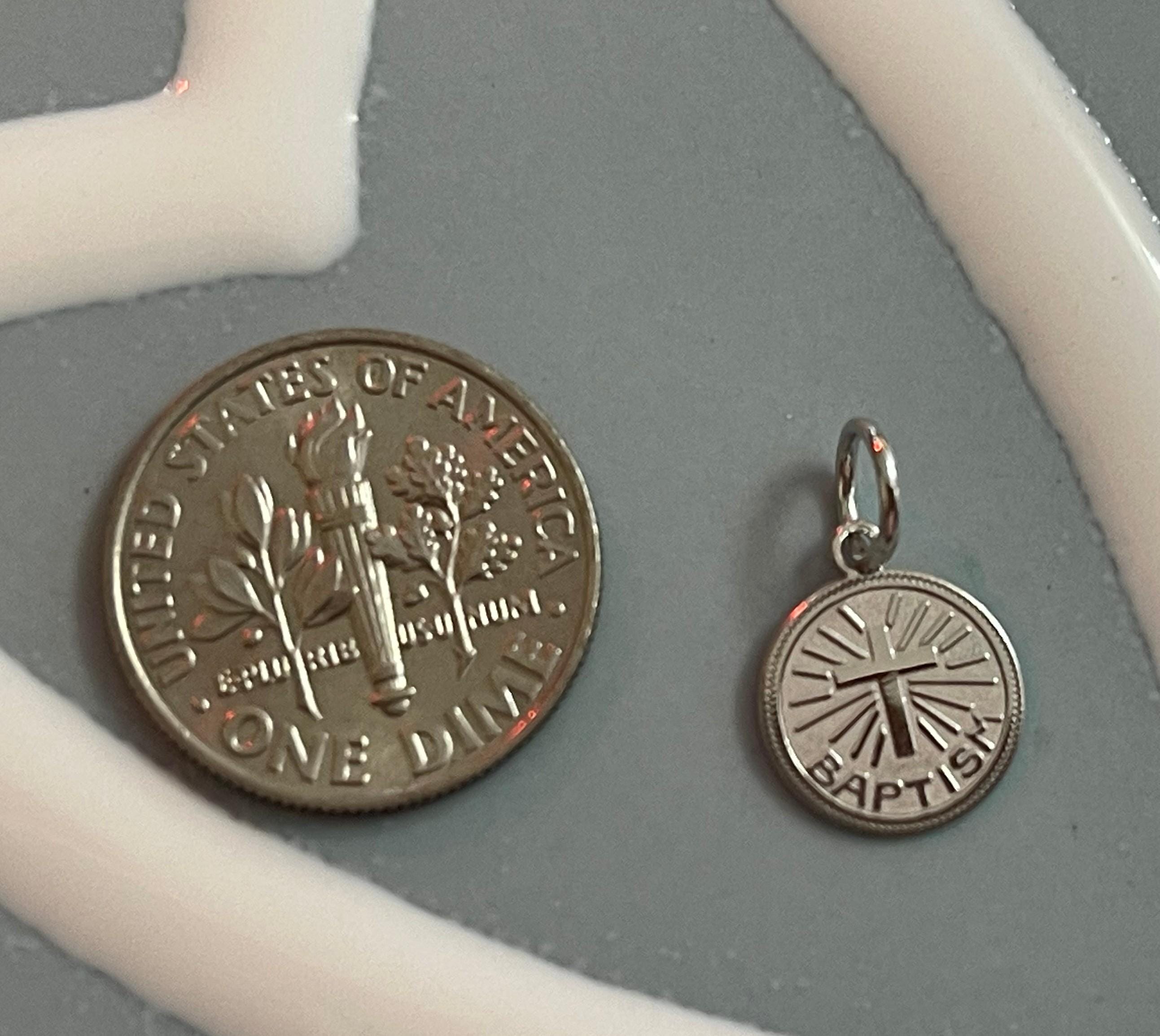 Sterling Silver Cross Baptism Disc Charm