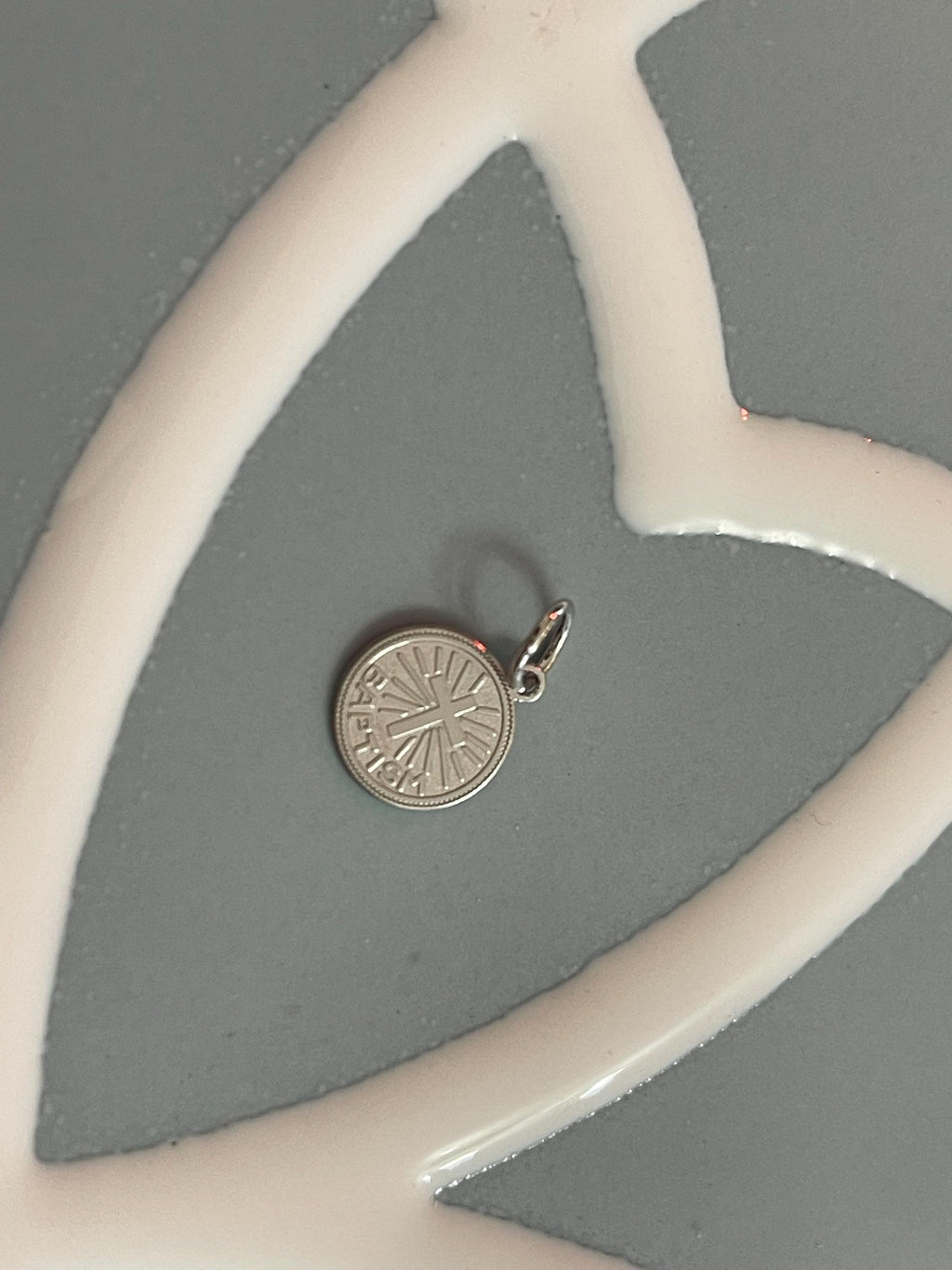 Sterling Silver Cross Baptism Disc Charm