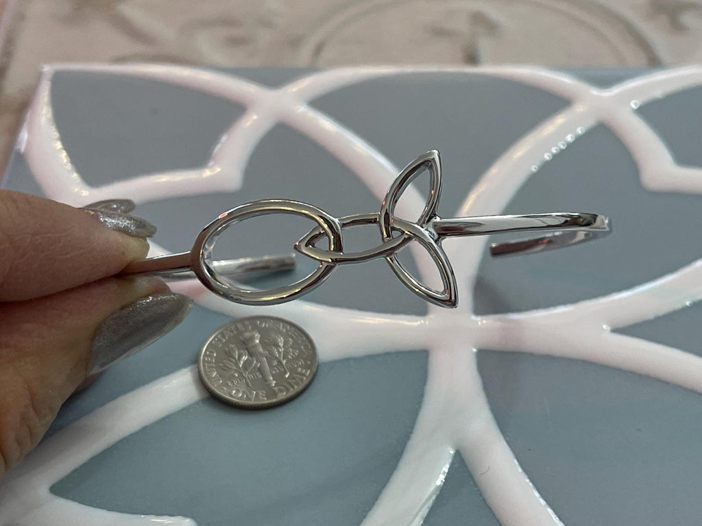Sterling Silver Trinity Knot Cuff Bangle Bracelet