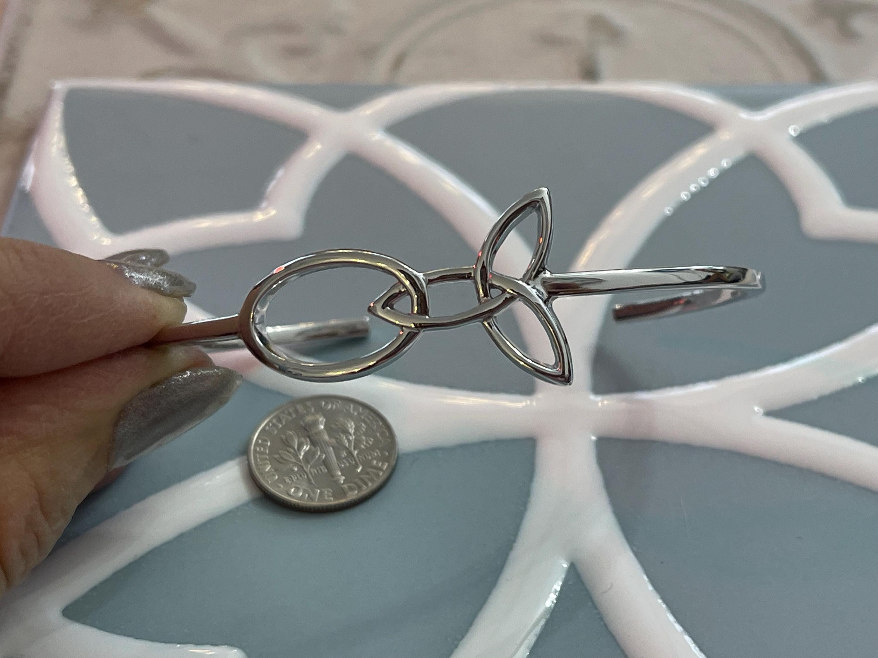 Sterling Silver Trinity Knot Cuff Bangle Bracelet