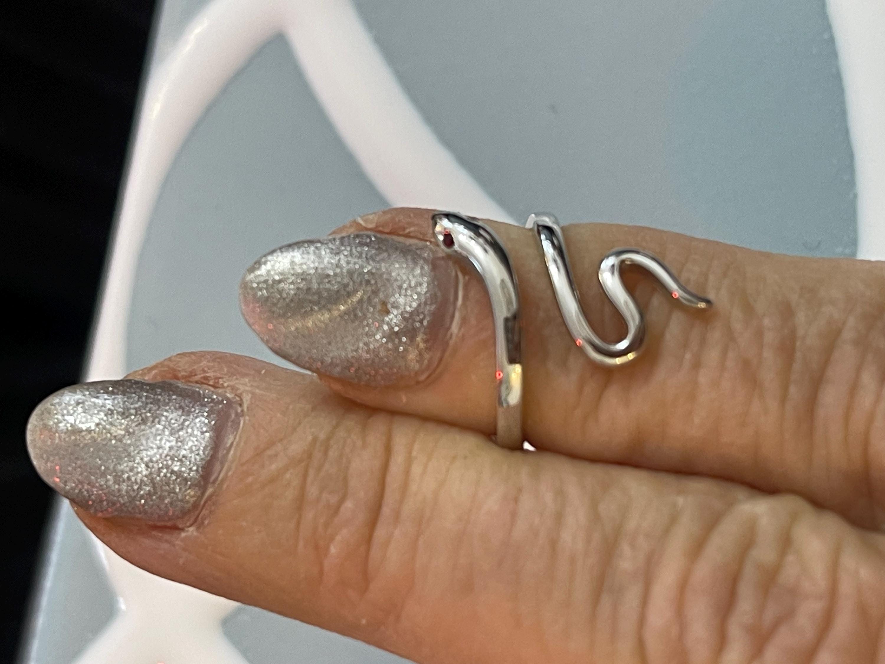 Sterling Silver Snake with Synthetic Ruby Toe Ring